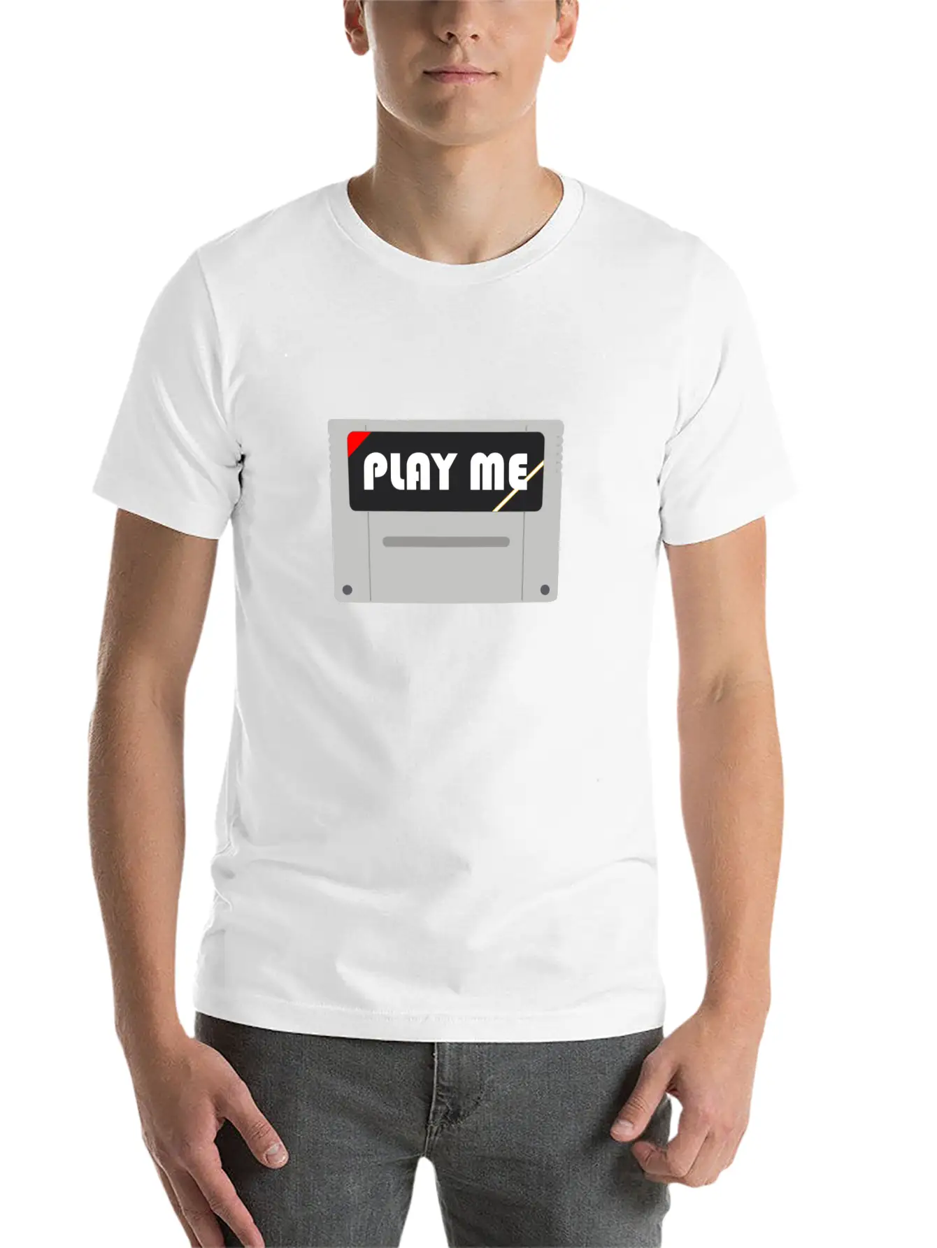 PLAY ME! | Retro Game Module Lightweight Cotton T-Shirt – Daily Comfort Graphic Shirt