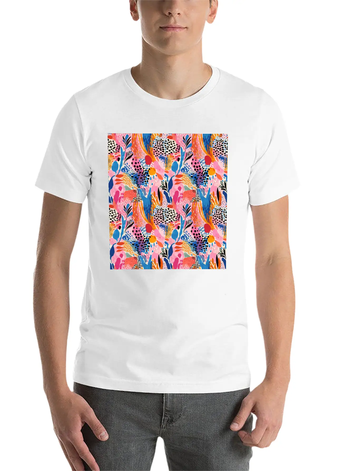 Playful Colors Abstract Pattern Unisex Casual T-Shirt – Clean Design For Daily Comfort