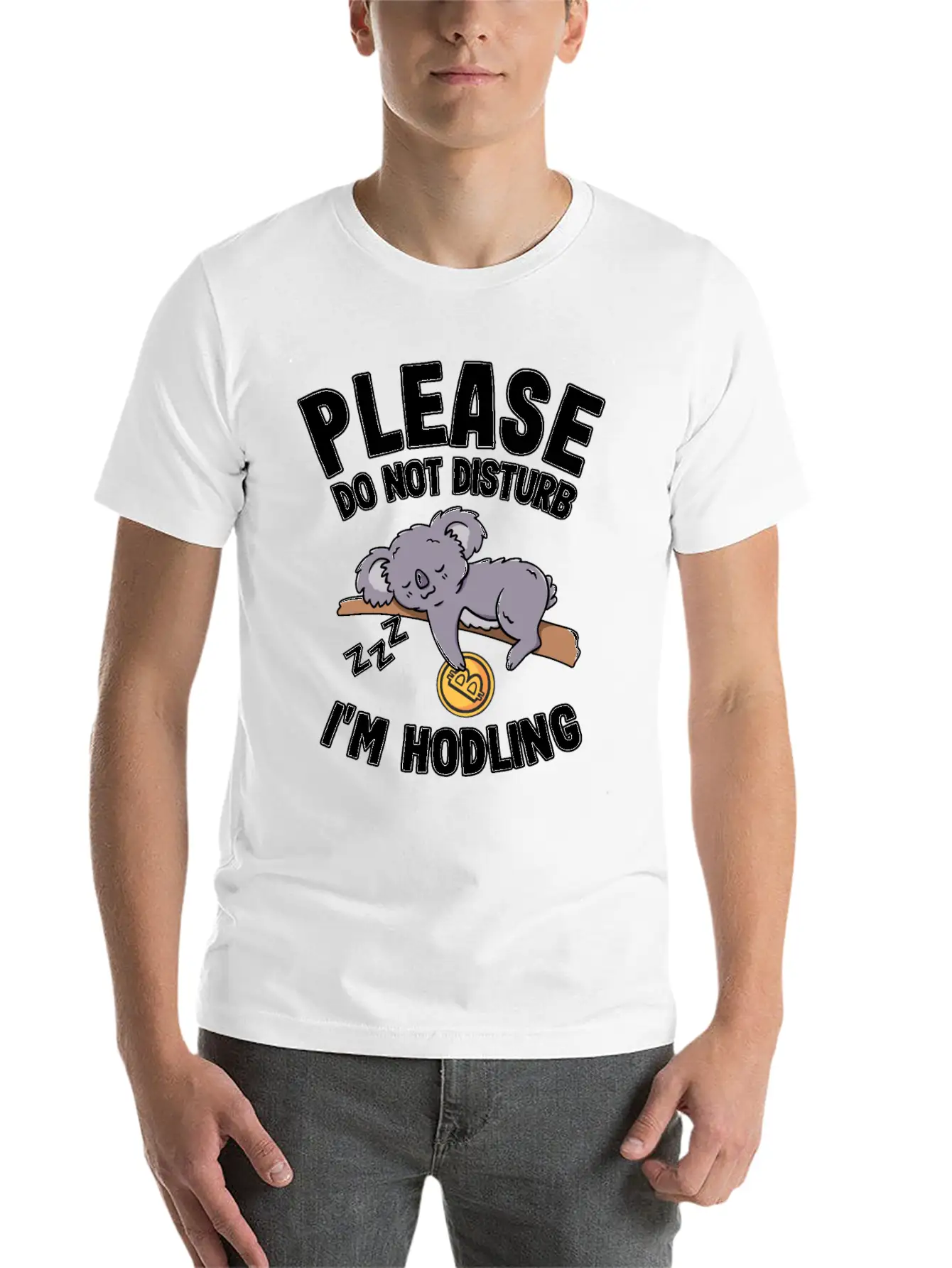 Please Do Not Disturb Funny Bitcoin Koala Hodl BTC Soft Cotton Short Sleeve Tee – Unisex Wardrobe Staple