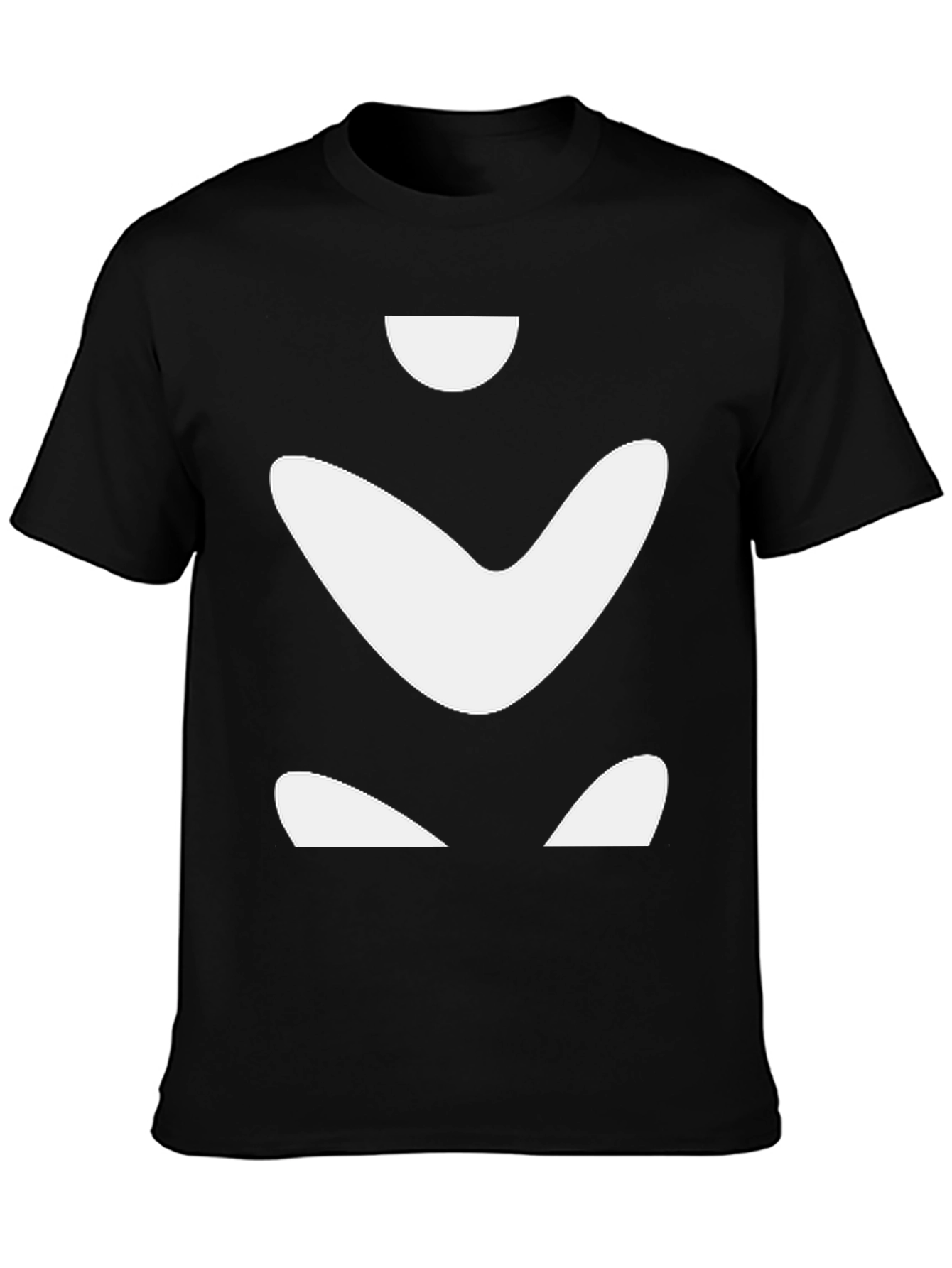 Abstract White Shapes on Black Tee