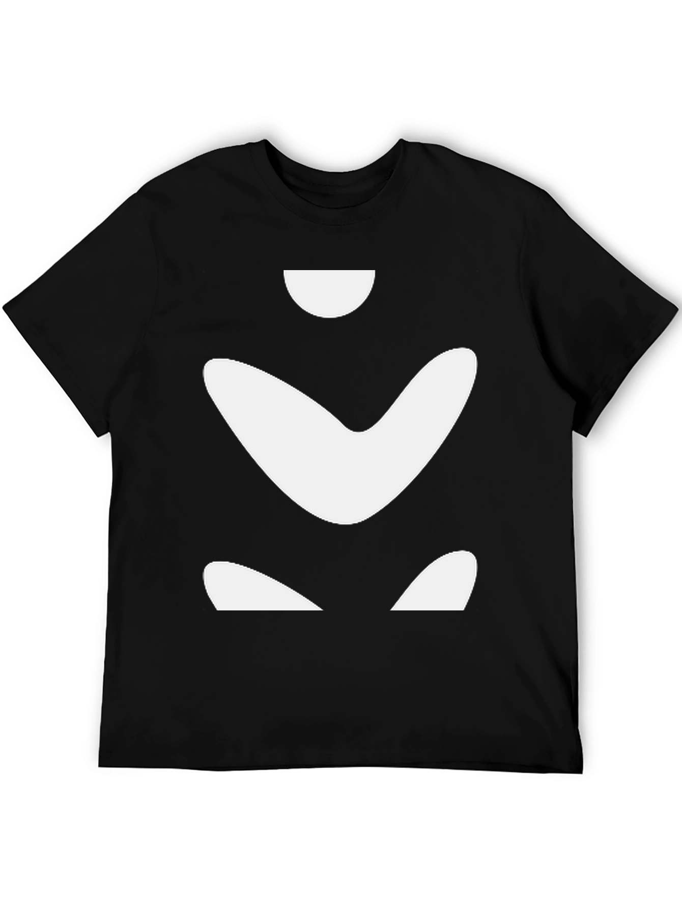 Abstract White Shapes on Black Tee