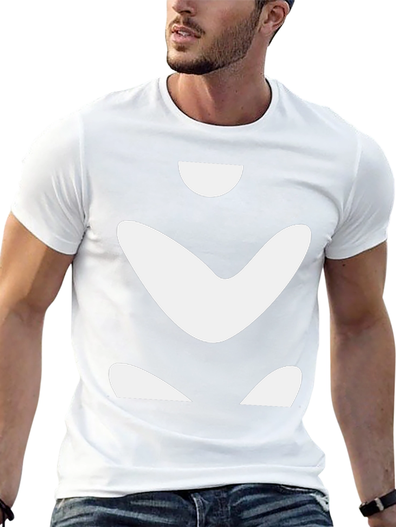 Abstract White Shapes on Black Tee