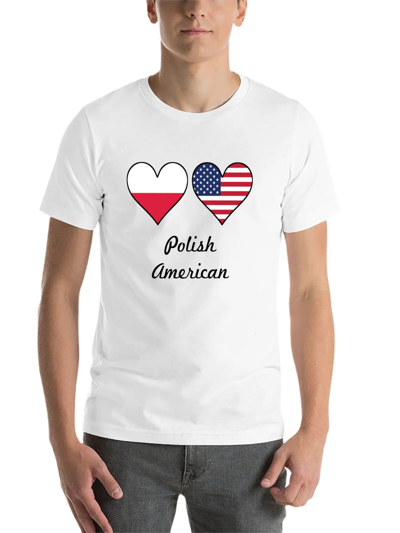 Polish American Flag Hearts Classic Fit Graphic Tee For Daily Comfort – Unisex Cotton Shirt