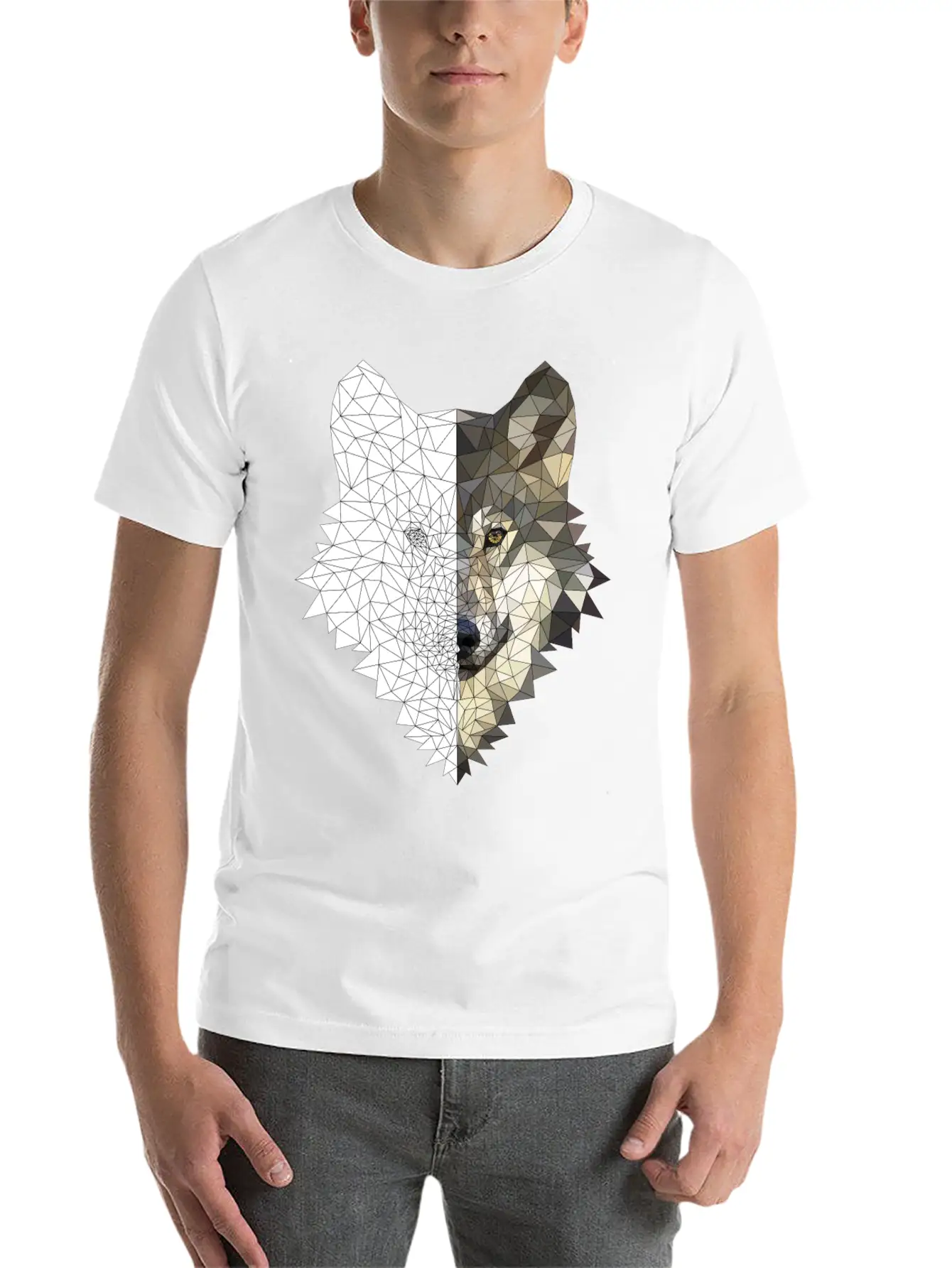Polygon Wolf 2 Colors Lightweight Cotton T-Shirt – Daily Comfort Graphic Shirt