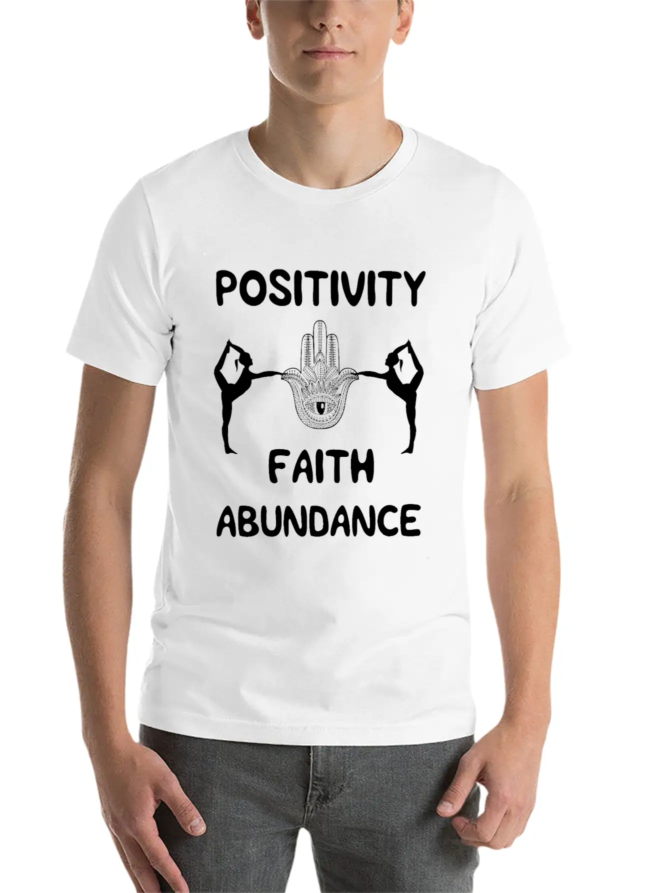 POSITIVITY FAITH ABUNDANCE Modern Fit Casual T-Shirt – Clean And Versatile Design