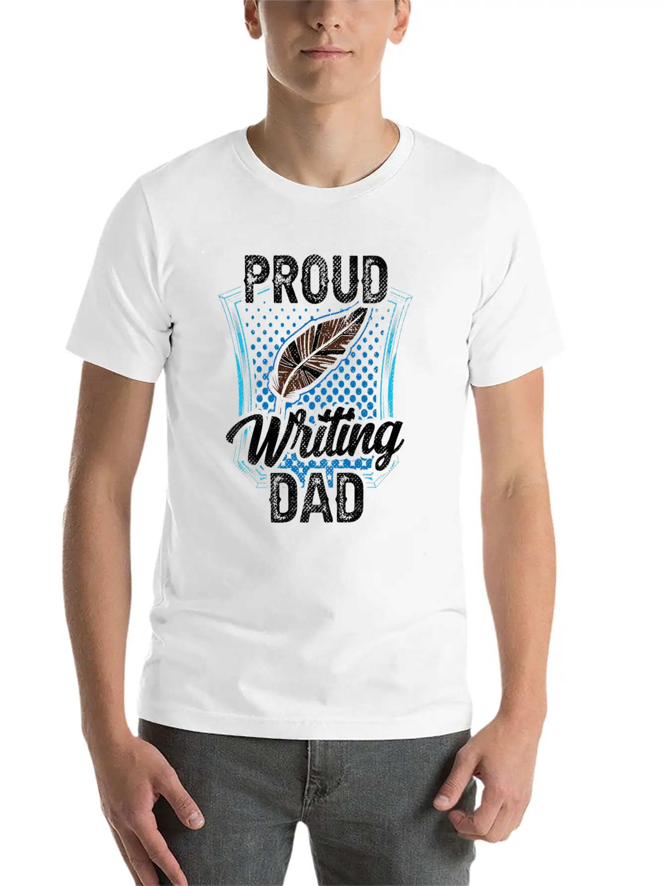 Proud Writing Dad Author Writer Write Job Classic Fit Graphic Tee For Daily Comfort – Unisex Cotton Shirt