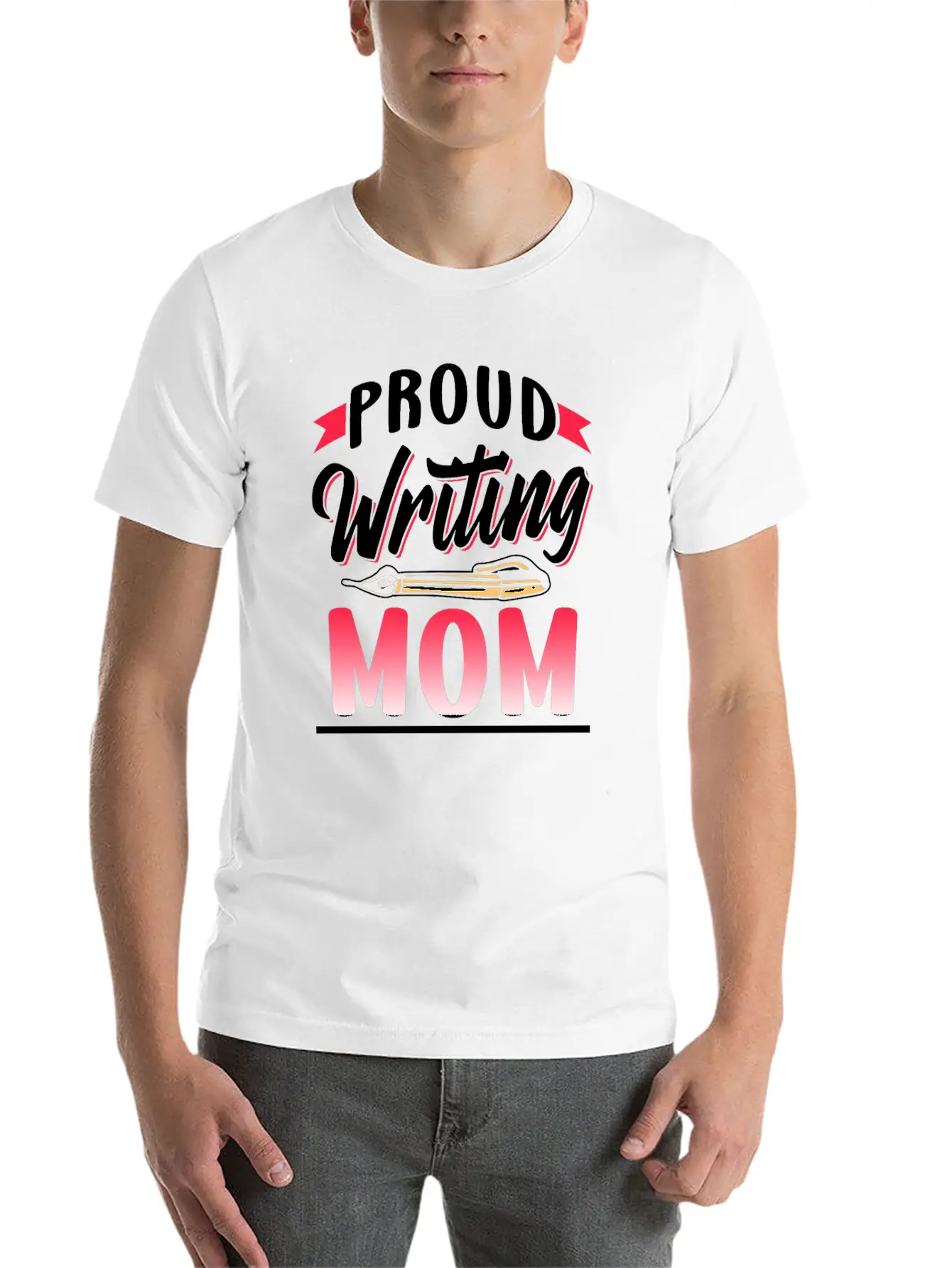 Proud Writing Mom Author Writer Job Write Basic Graphic T-Shirt – Daily Comfort In Soft Cotton