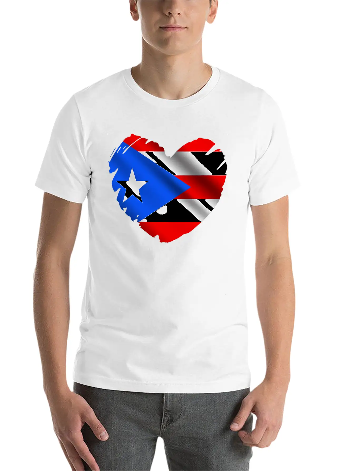 Puerto Rico Flag On Shape Of He Puerto Ricans Relaxed Everyday Tee – Lightweight And Durable Cotton