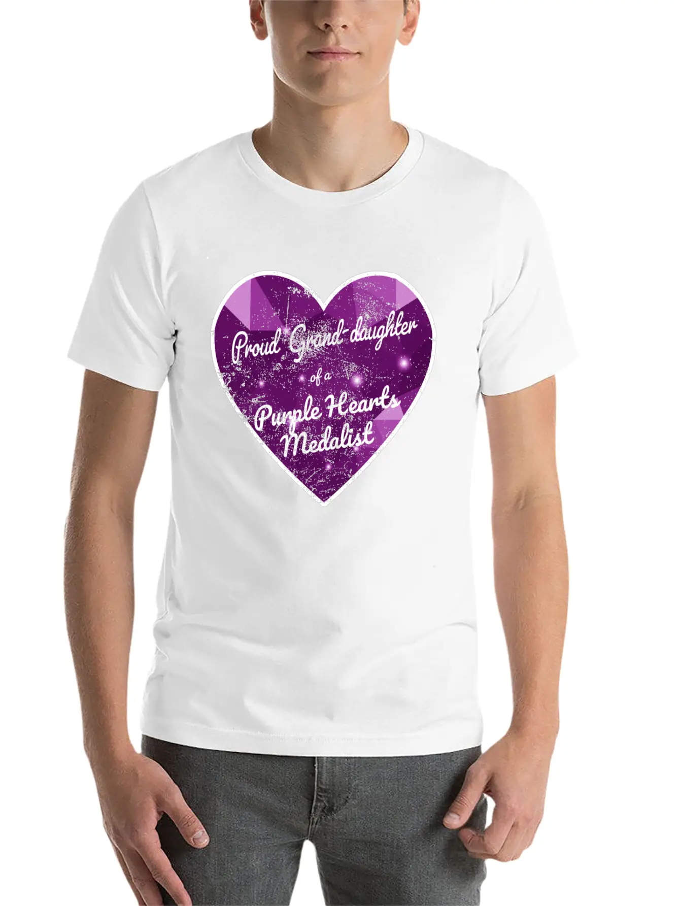 Purple Hearts War Veteran Proud Granddaughter Unisex Casual T-Shirt – Clean Design For Daily Comfort