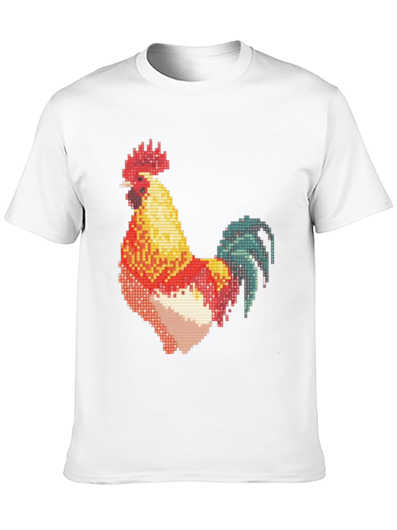 Pixel Rooster Graphic Print Black Tee