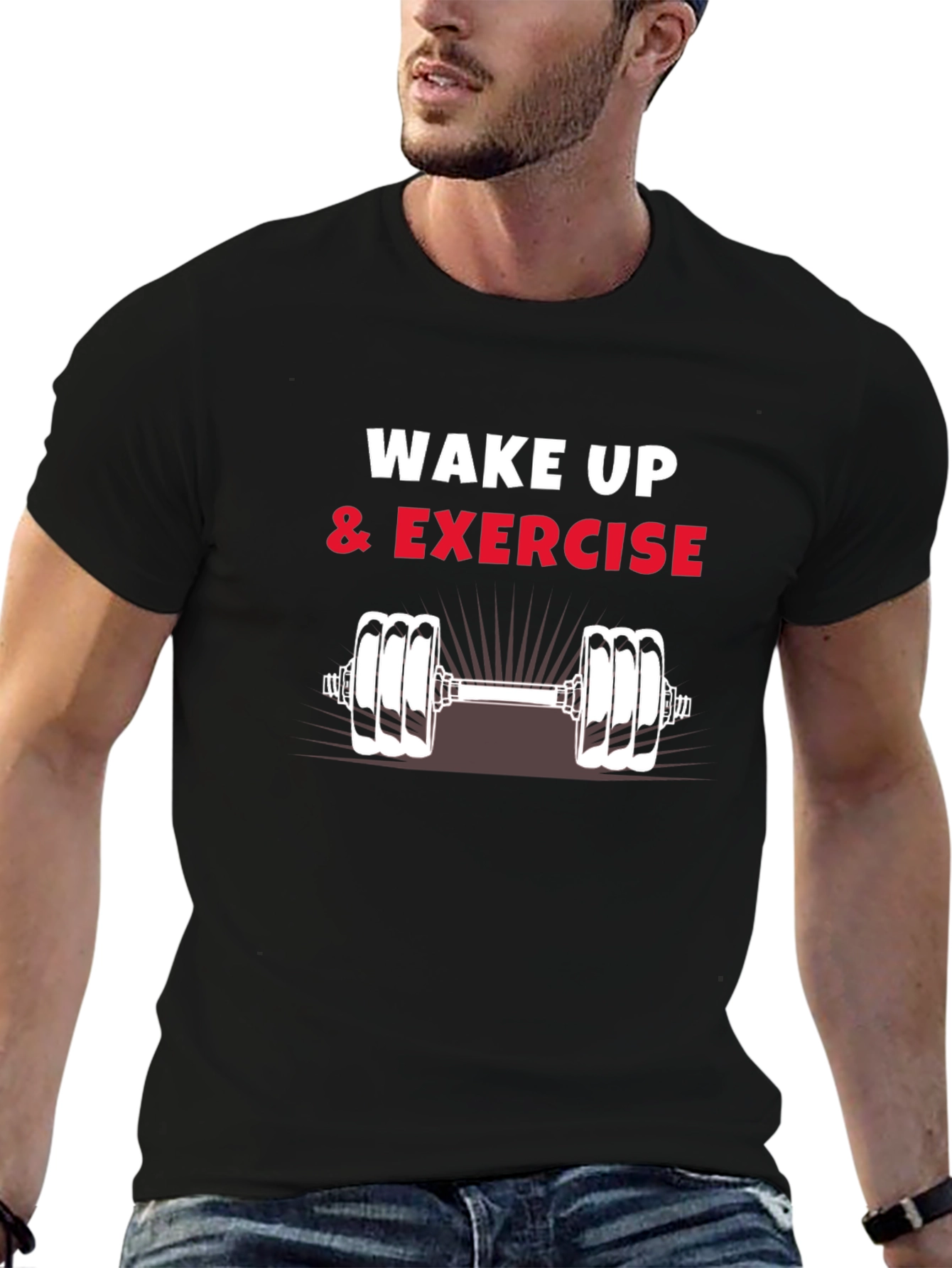 Wake Up & Exercise Graphic Tee - Black