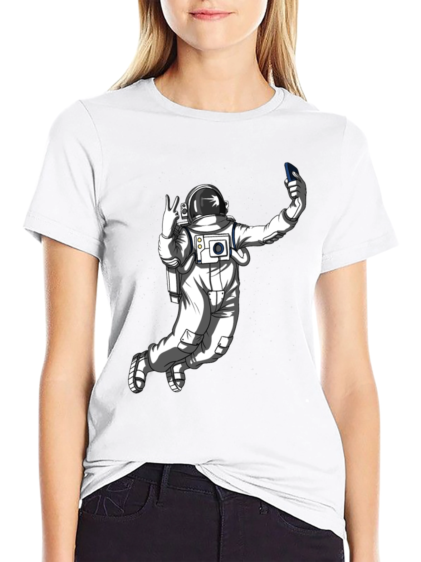 Astronaut Selfie Graphic Tee - Space Adventure