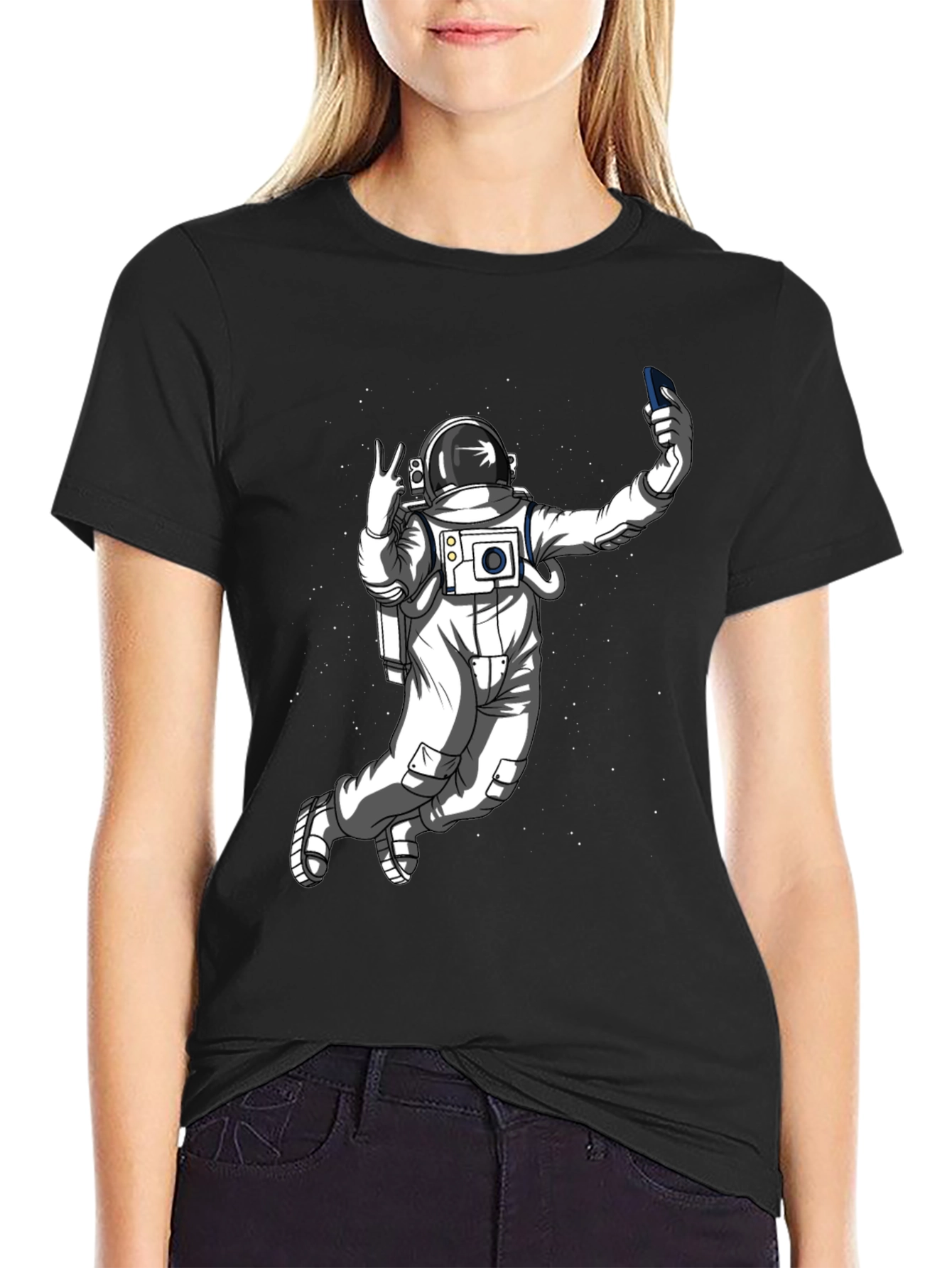 Astronaut Selfie Graphic Tee - Space Adventure