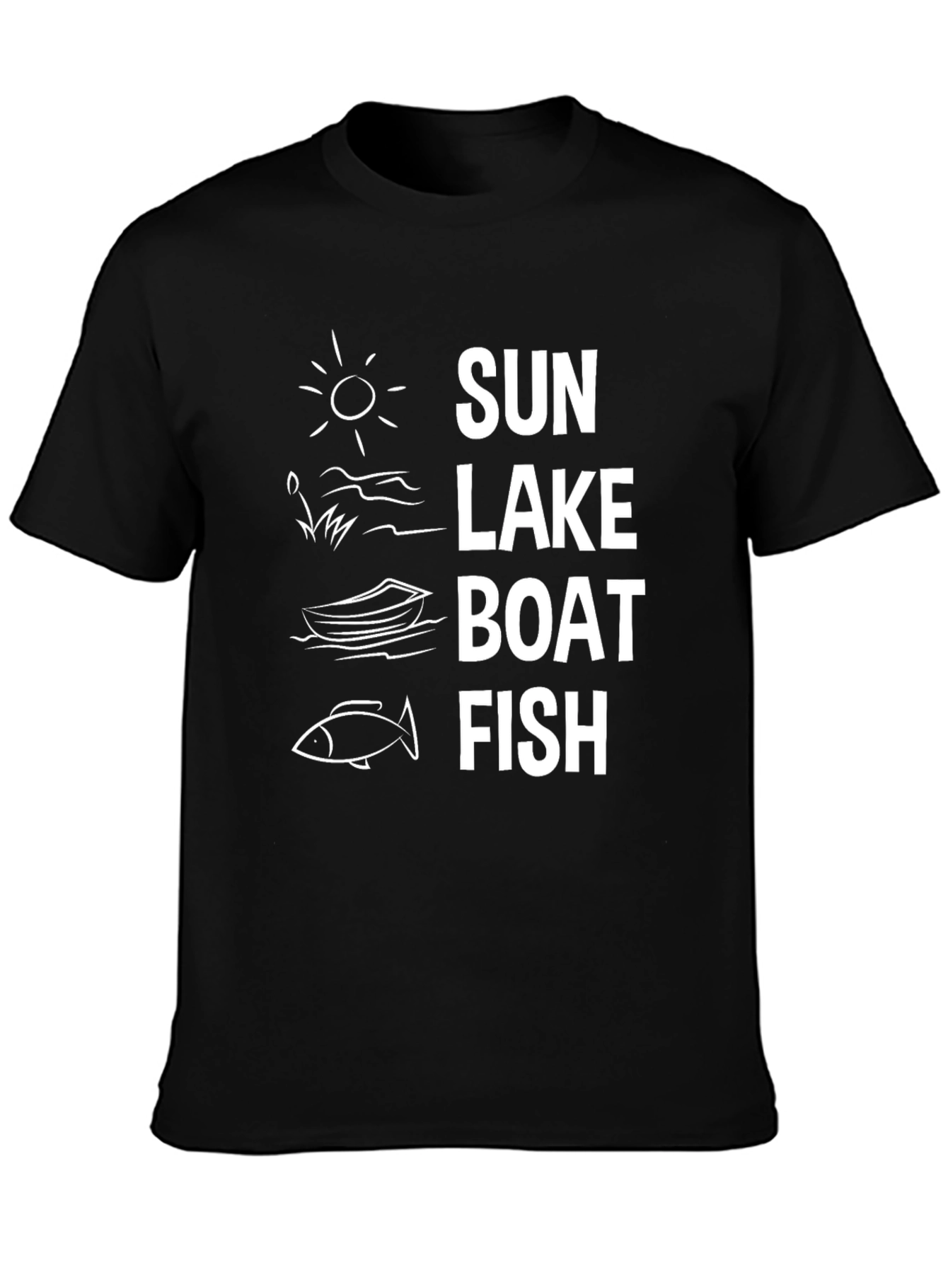 Sun Lake Boat Fish Graphic Tee