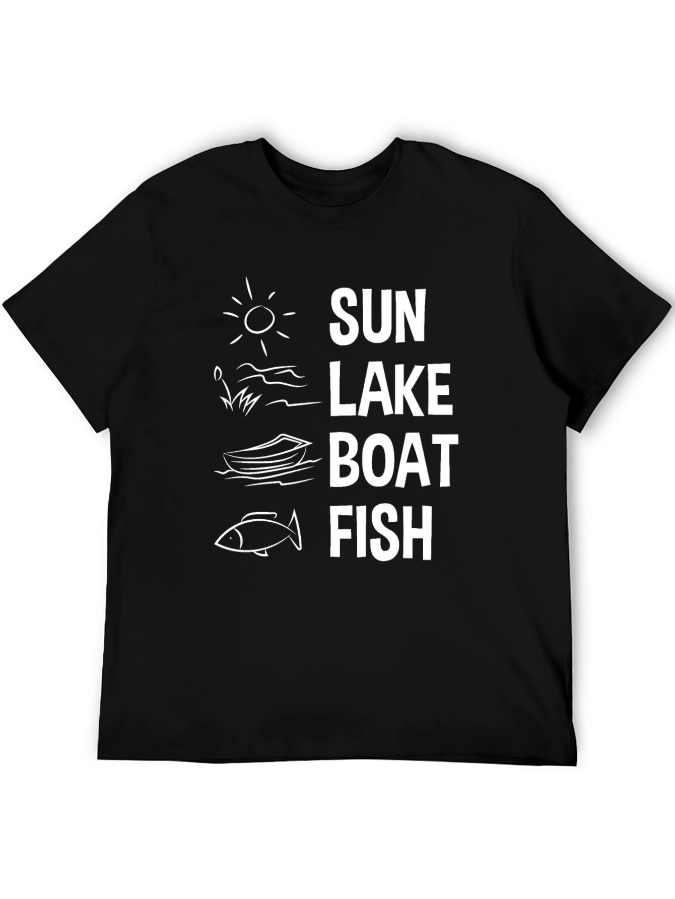 Sun Lake Boat Fish Graphic Tee