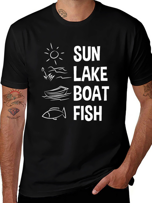 Sun Lake Boat Fish Graphic Tee