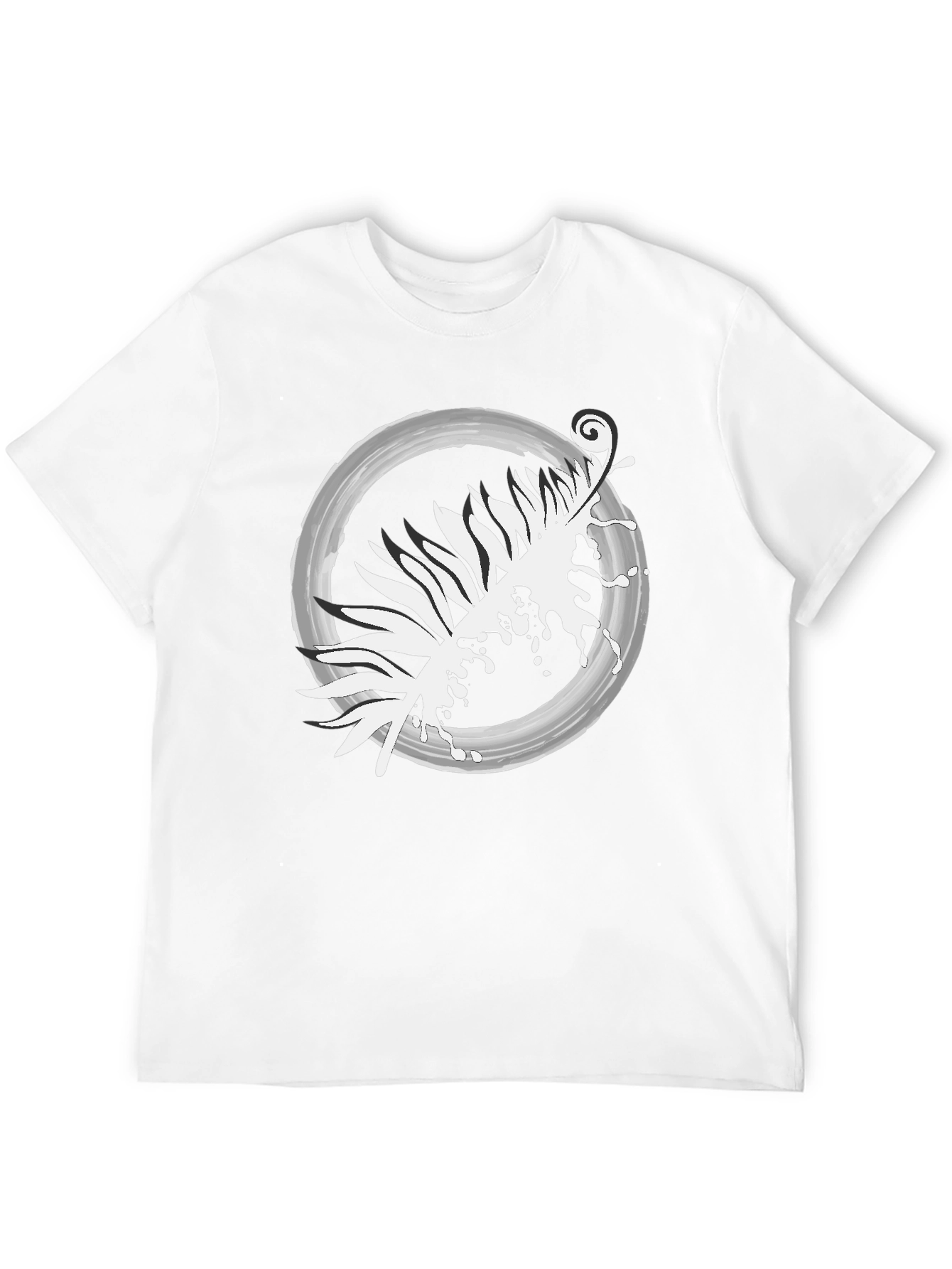 Abstract Leaf Design Black T-Shirt