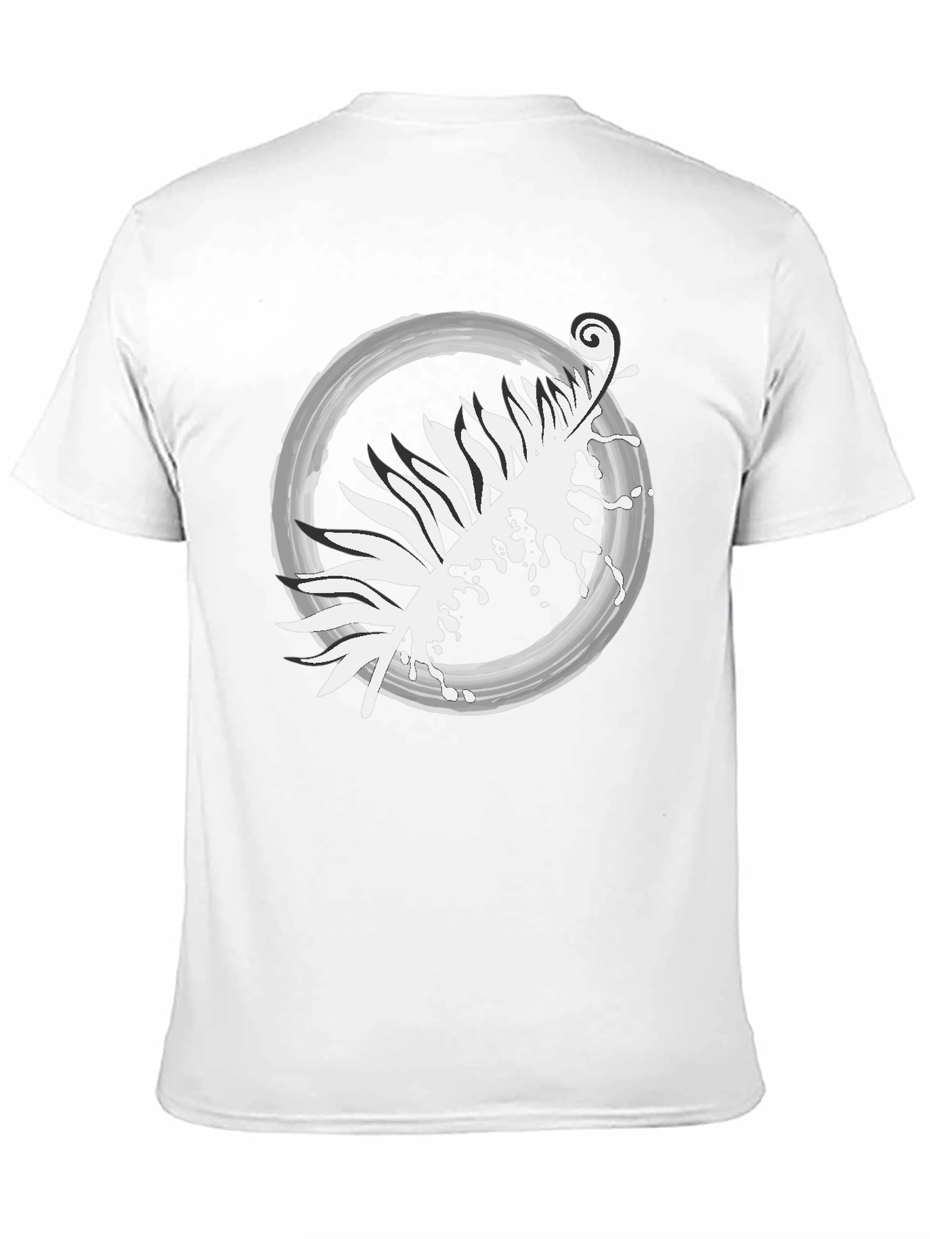 Abstract Leaf Design Black T-Shirt