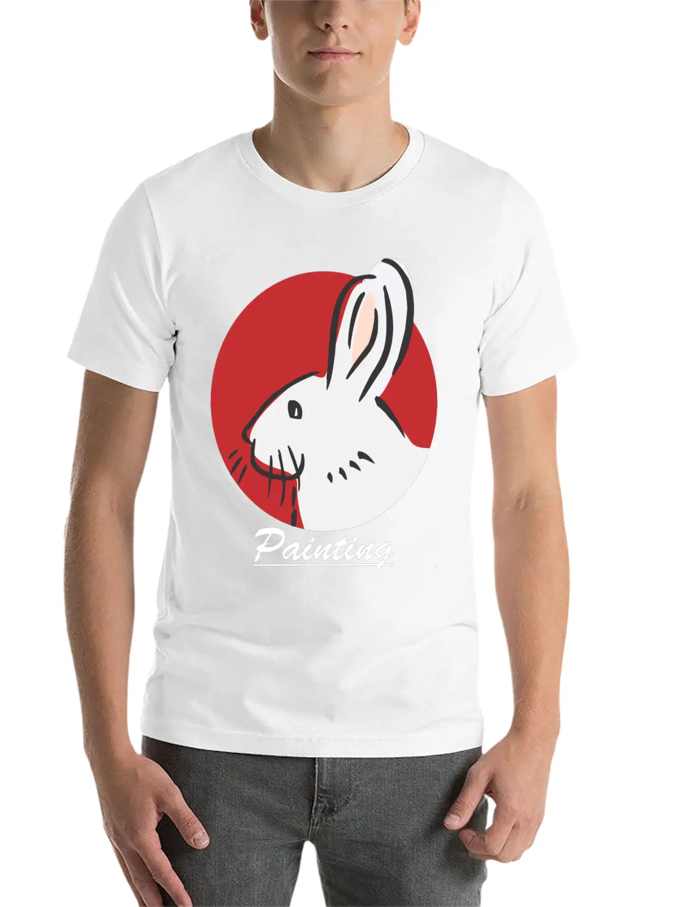 Rabbit Painting Lightweight Cotton T-Shirt – Daily Comfort Graphic Shirt