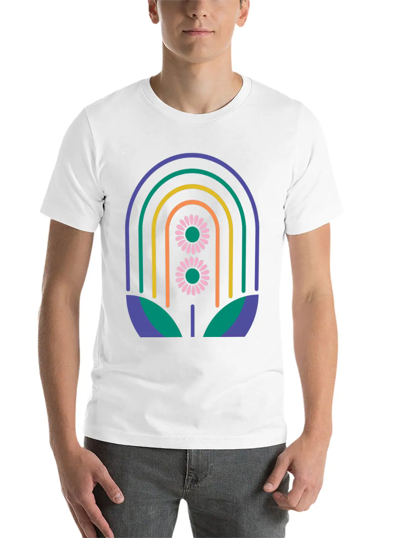 Rainbow Daisies Soft Cotton Short Sleeve Tee – Unisex Wardrobe Staple