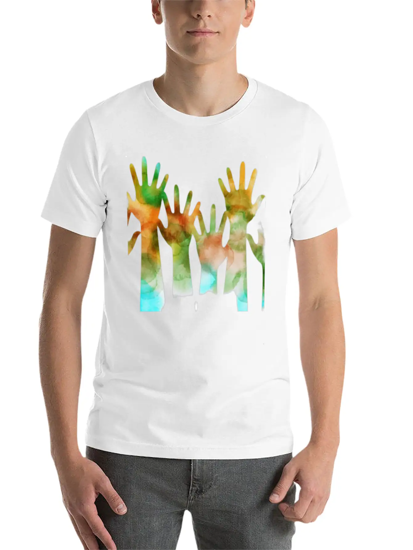 Rainbow Hand Lightweight Cotton T-Shirt – Daily Comfort Graphic Shirt