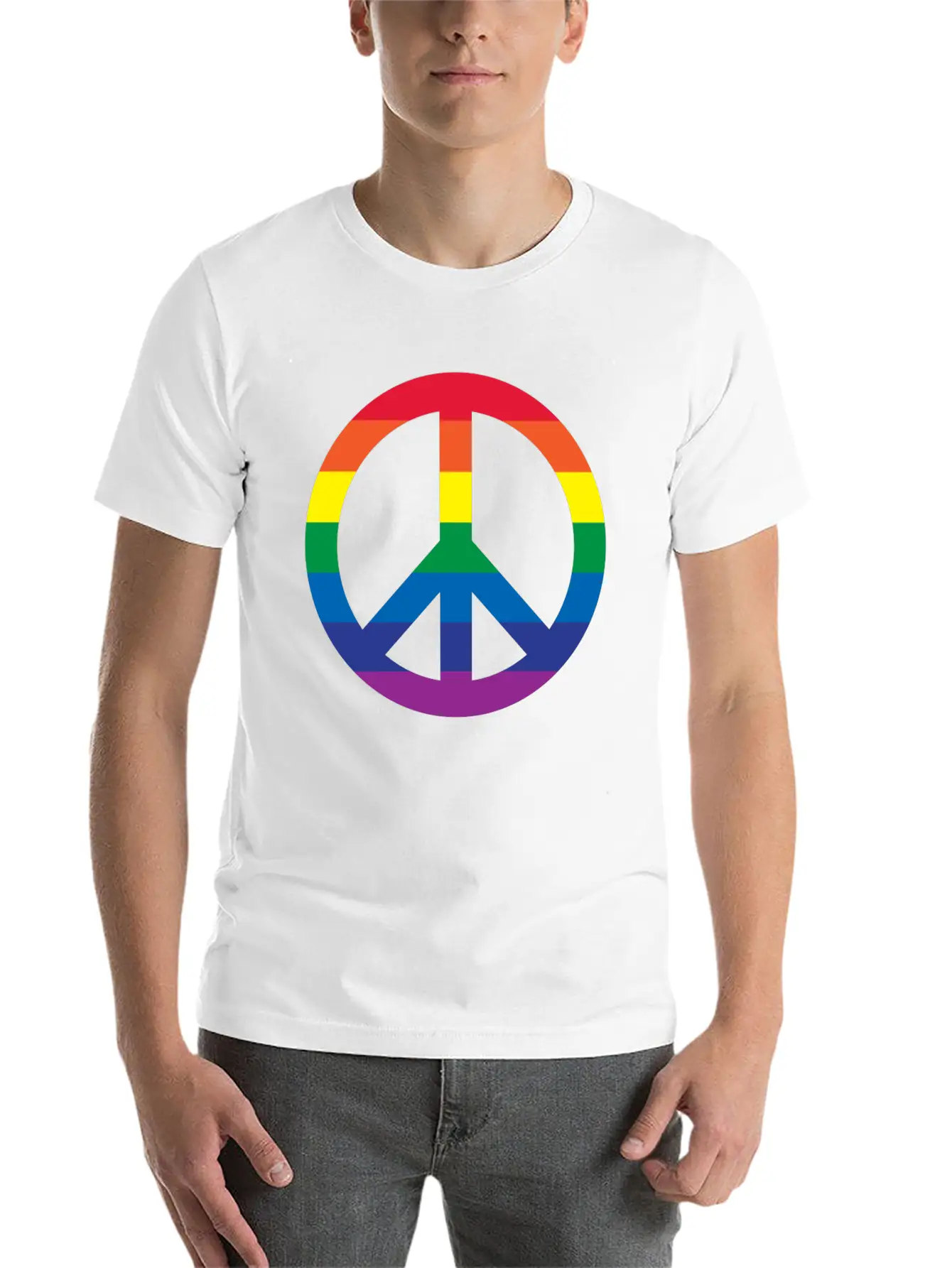 Rainbow Peace Sign Relaxed Everyday Tee – Lightweight And Durable Cotton