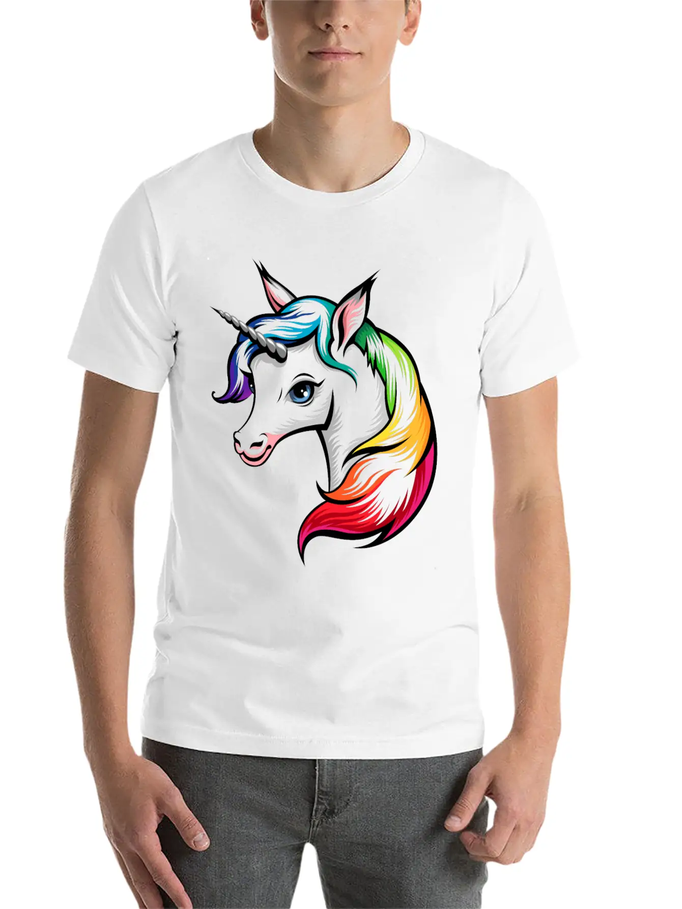 Rainbow Unicorn Modern Fit Casual T-Shirt – Clean And Versatile Design