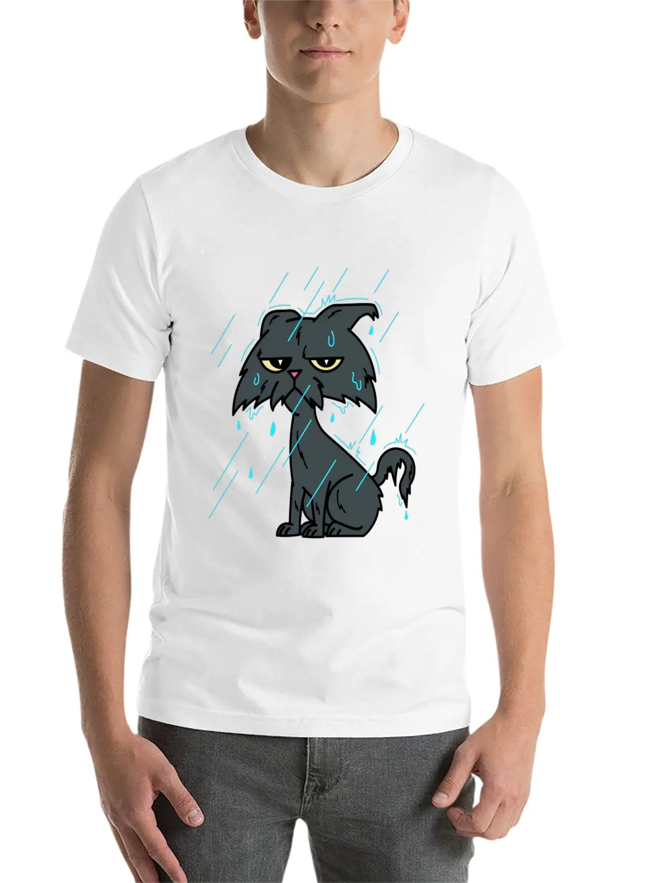 Raining Wet Ca – Raining Bad Day Cat Unisex Casual T-Shirt – Clean Design For Daily Comfort