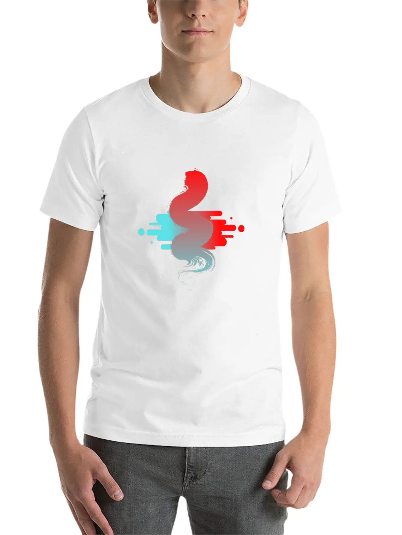 Red Blue Gradients Modern Fit Casual T-Shirt – Clean And Versatile Design