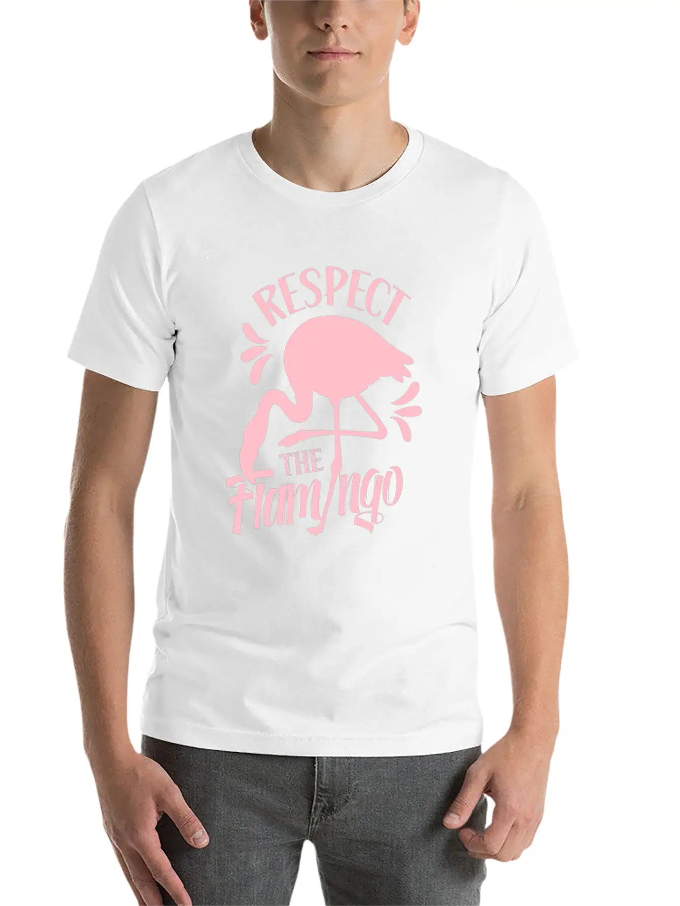 Respect The Flamingo Cute Flamingos Animal Lightweight Cotton T-Shirt – Daily Comfort Graphic Shirt