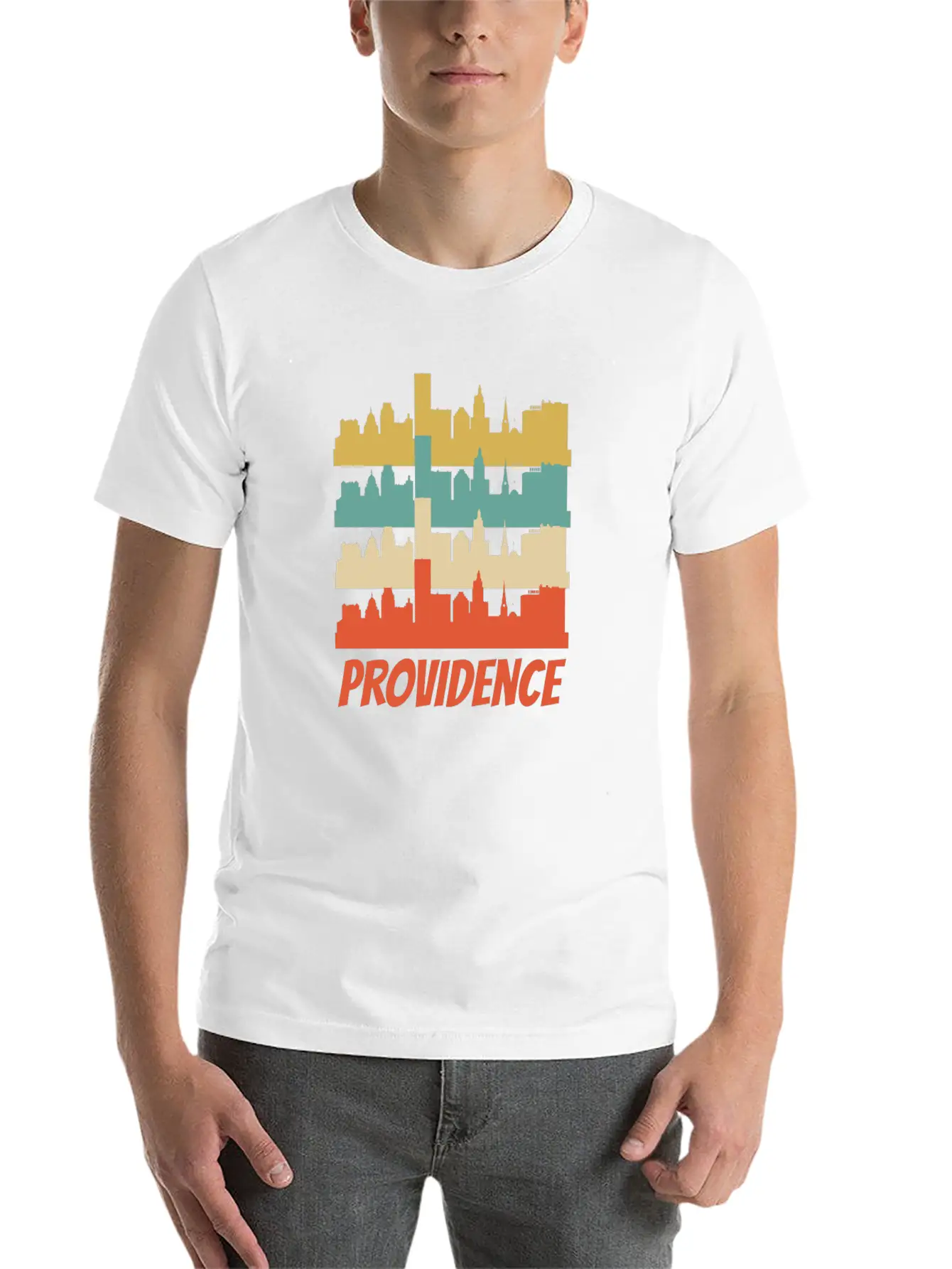 Retro Providence RI Skyline Pop Art Basic Graphic T-Shirt – Daily Comfort In Soft Cotton