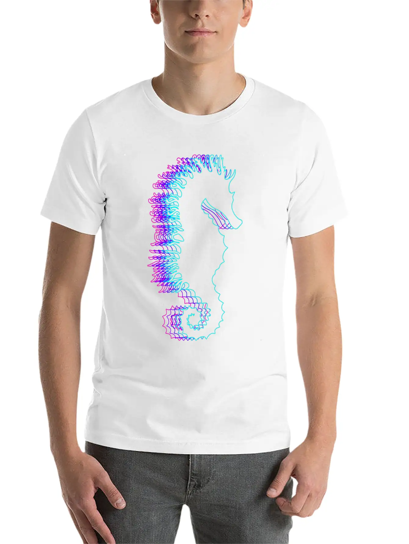 Retro Seahorse Sea Fish Vaporwave Lightweight Cotton T-Shirt – Daily Comfort Graphic Shirt
