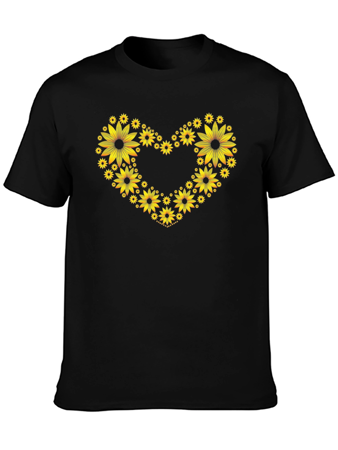 Sunflower Heart Graphic Tee - Black