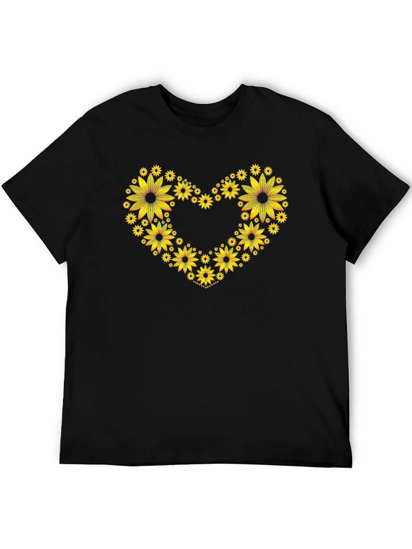 Sunflower Heart Graphic Tee - Black
