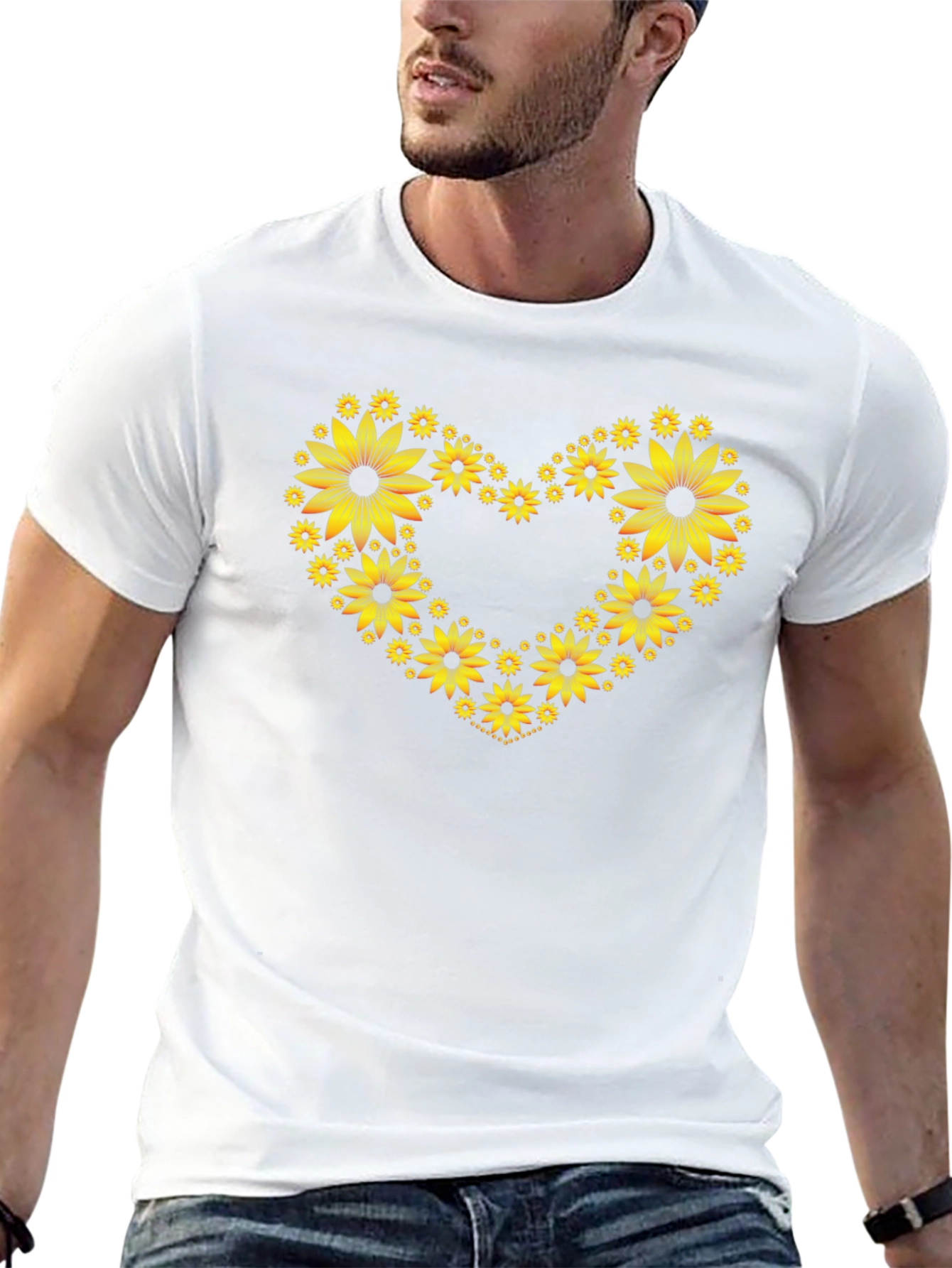 Sunflower Heart Graphic Tee - Black