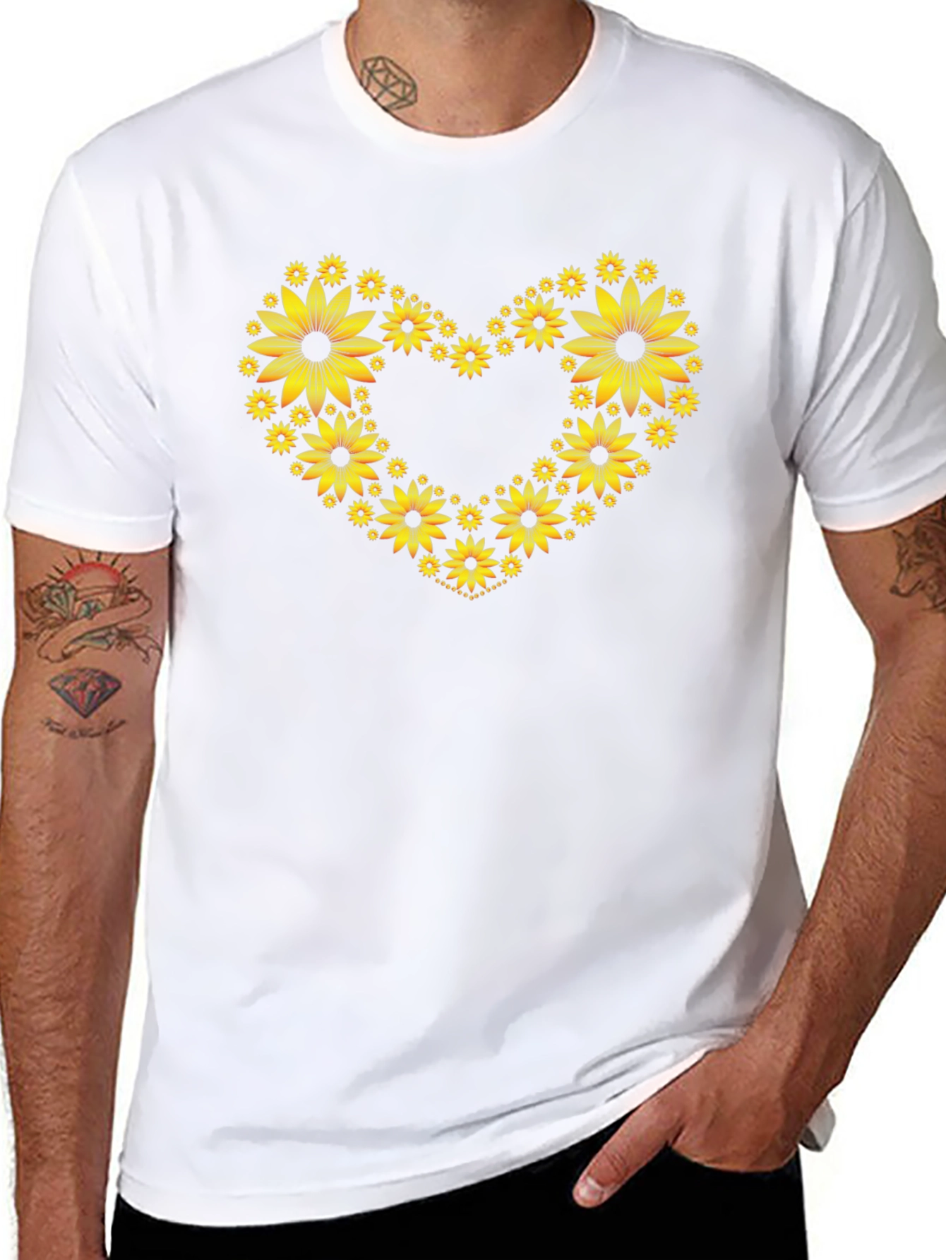 Sunflower Heart Graphic Tee - Black