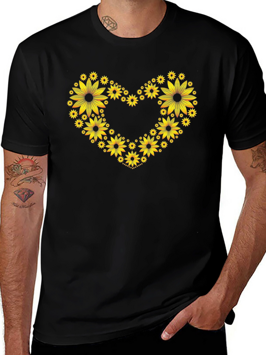 Sunflower Heart Graphic Tee - Black