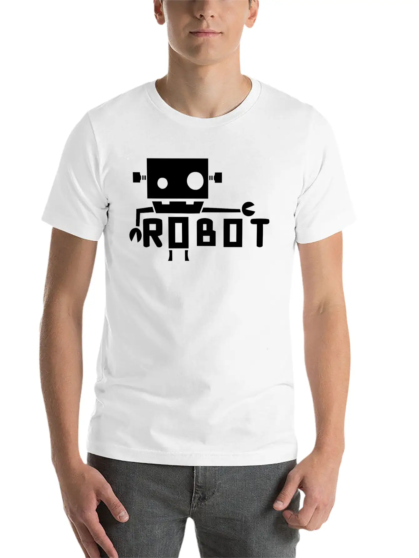 Robot Cutting Lightweight Cotton T-Shirt – Daily Comfort Graphic Shirt