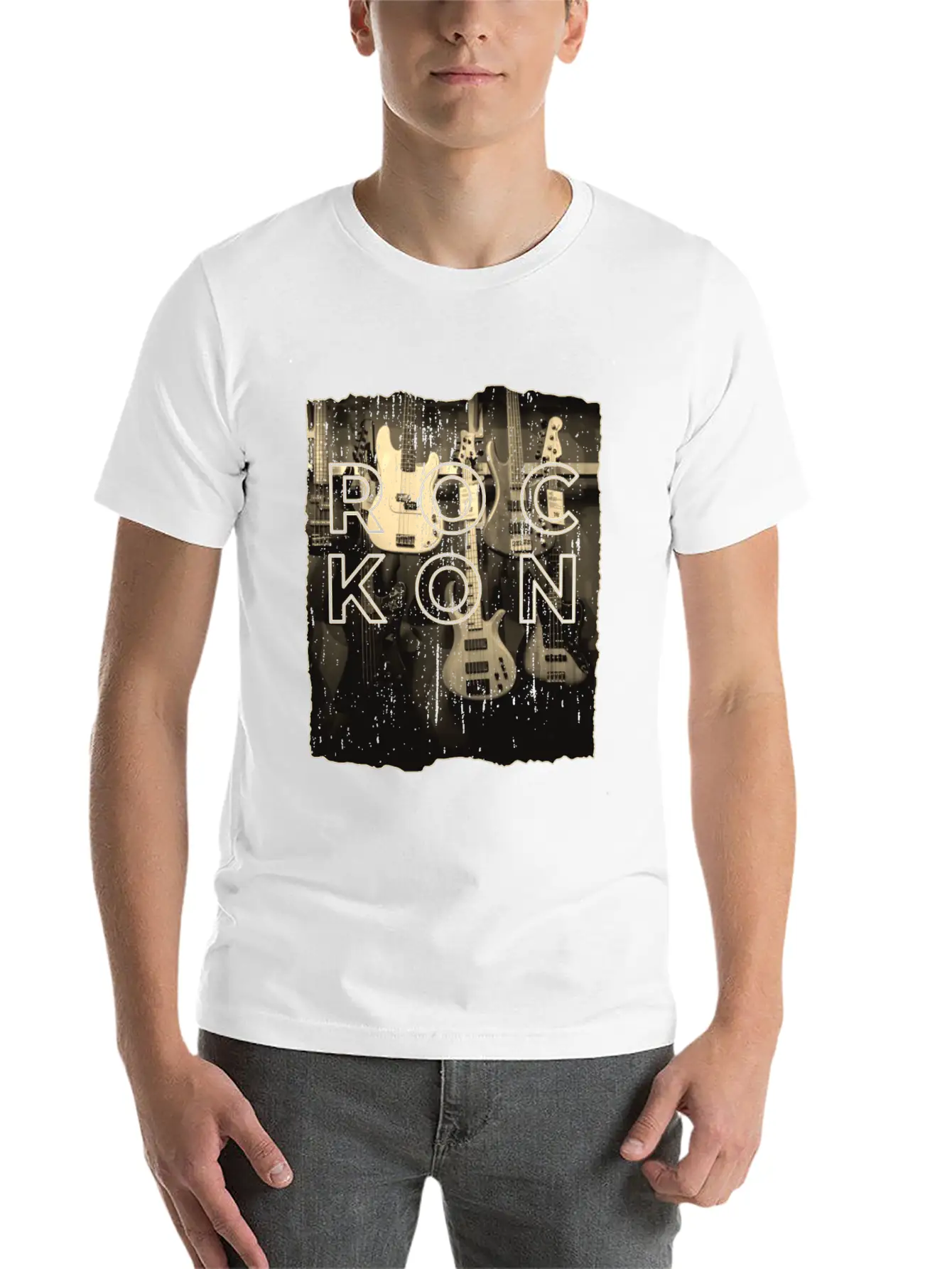 Rock On Bass Guitar Antique Music Store Design Unisex Casual T-Shirt – Clean Design For Daily Comfort
