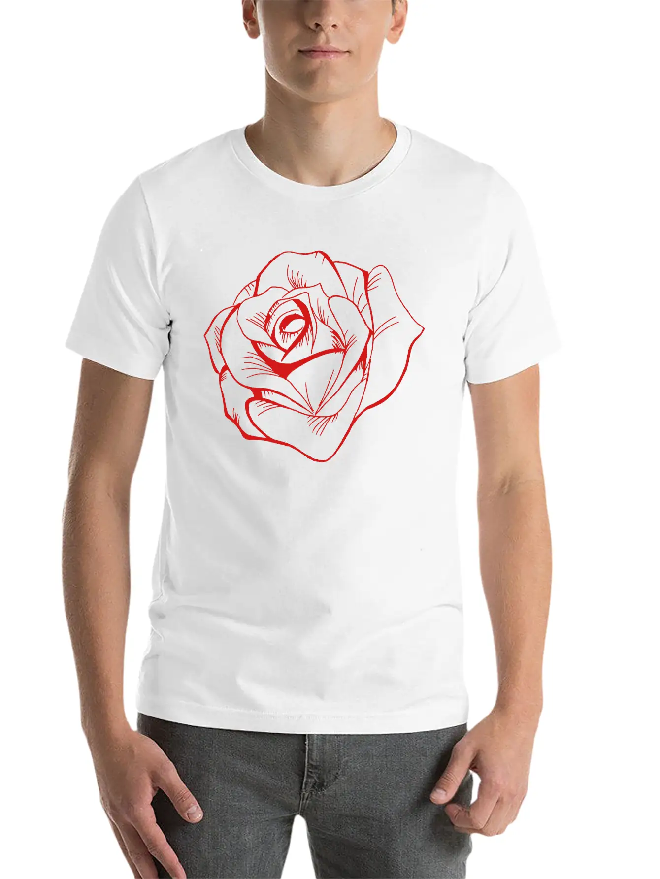 Rose Classic Fit Graphic Tee For Daily Comfort – Unisex Cotton Shirt