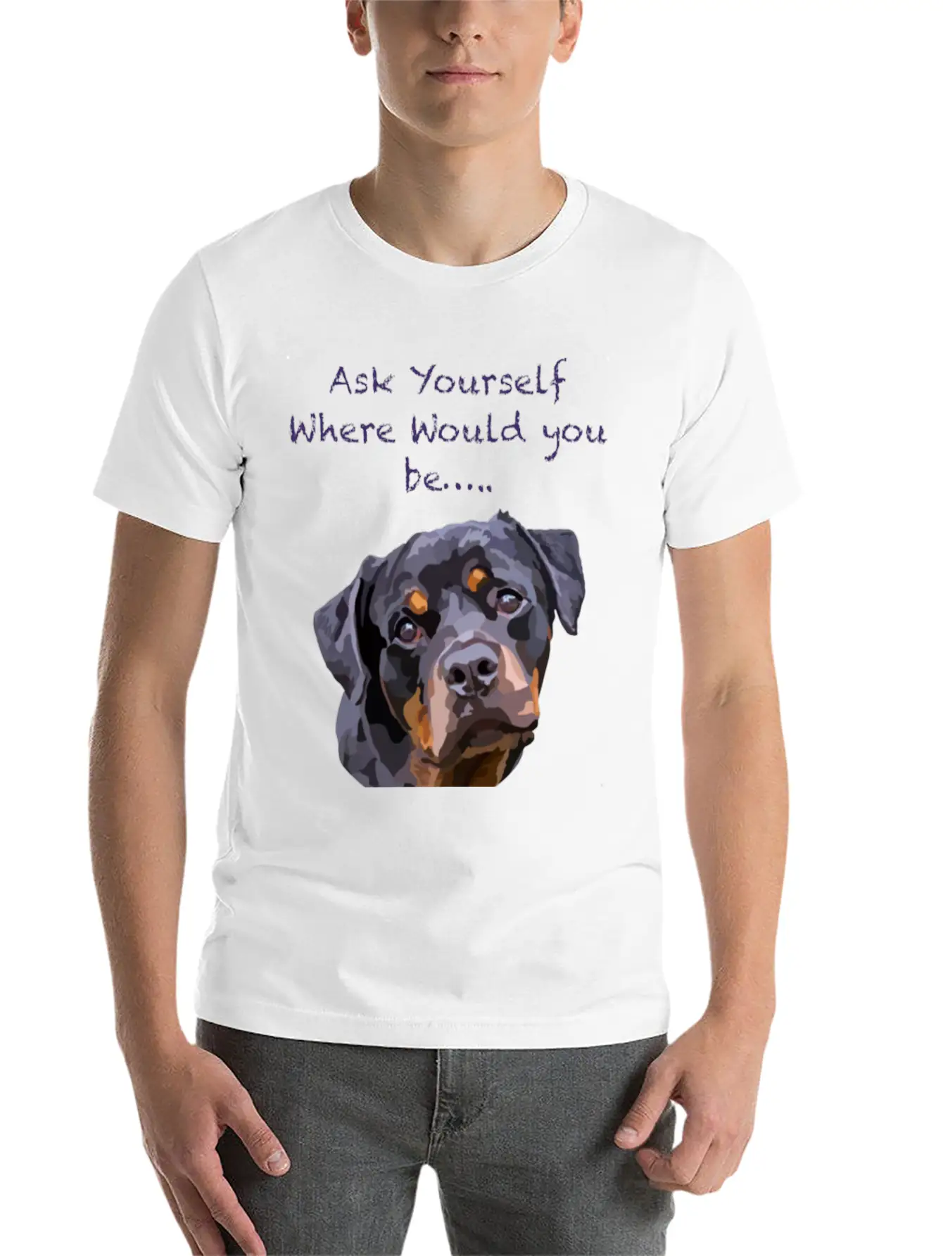 Rottweiler Dog Hand Drawn Digital Art Adorable Unisex Casual T-Shirt – Clean Design For Daily Comfort
