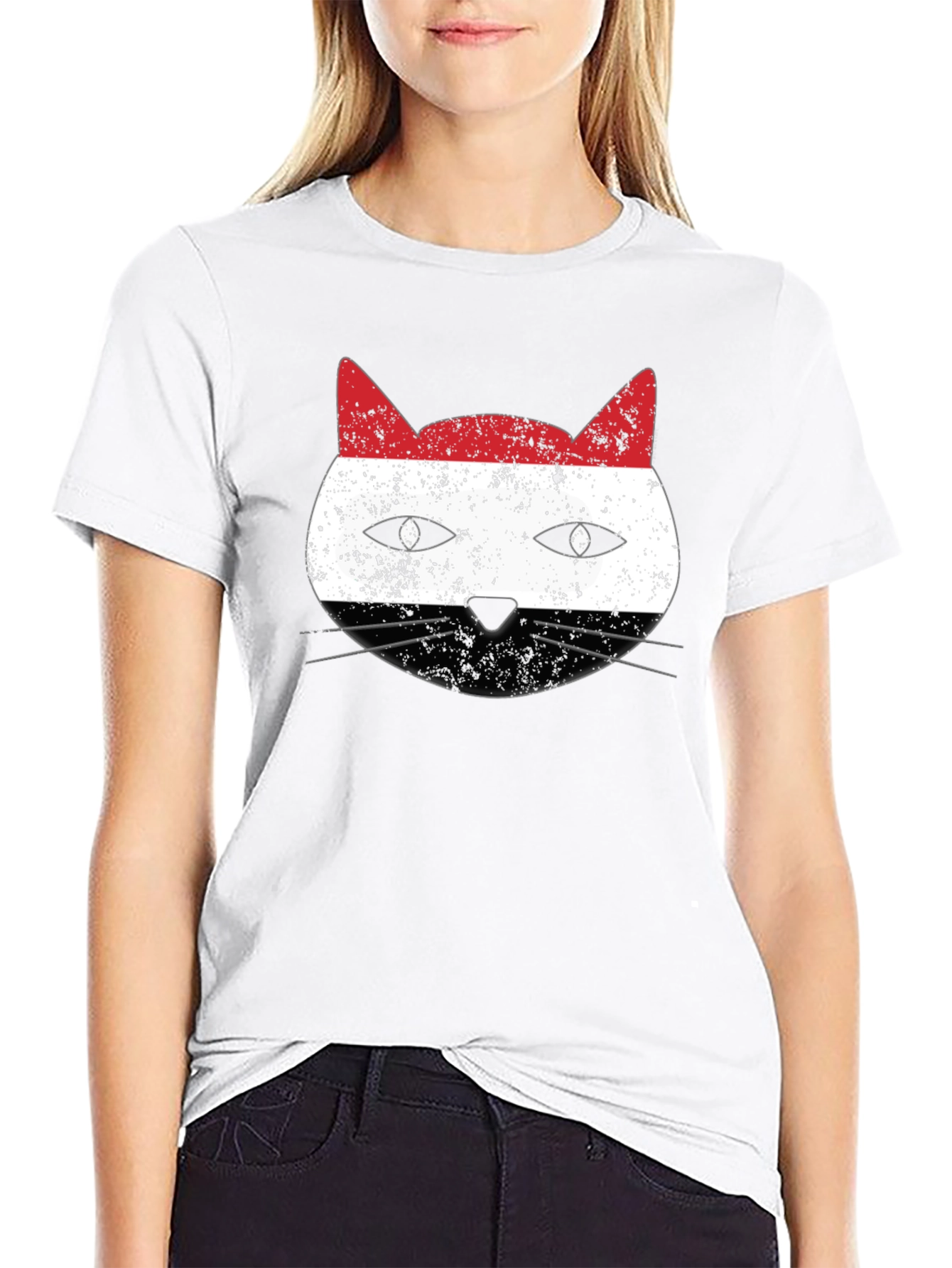 Yemen Flag Cat Graphic T-Shirt