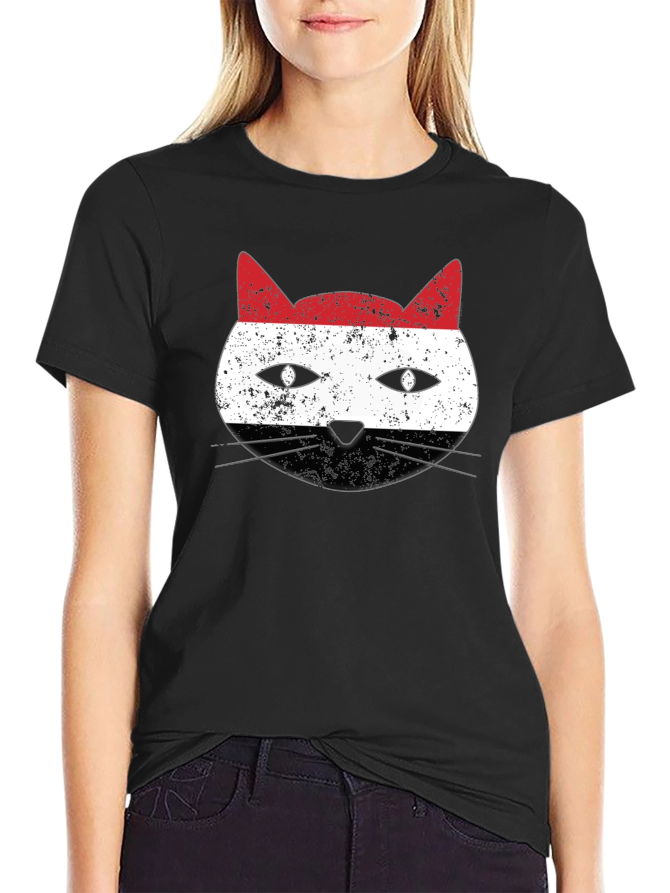 Yemen Flag Cat Graphic T-Shirt