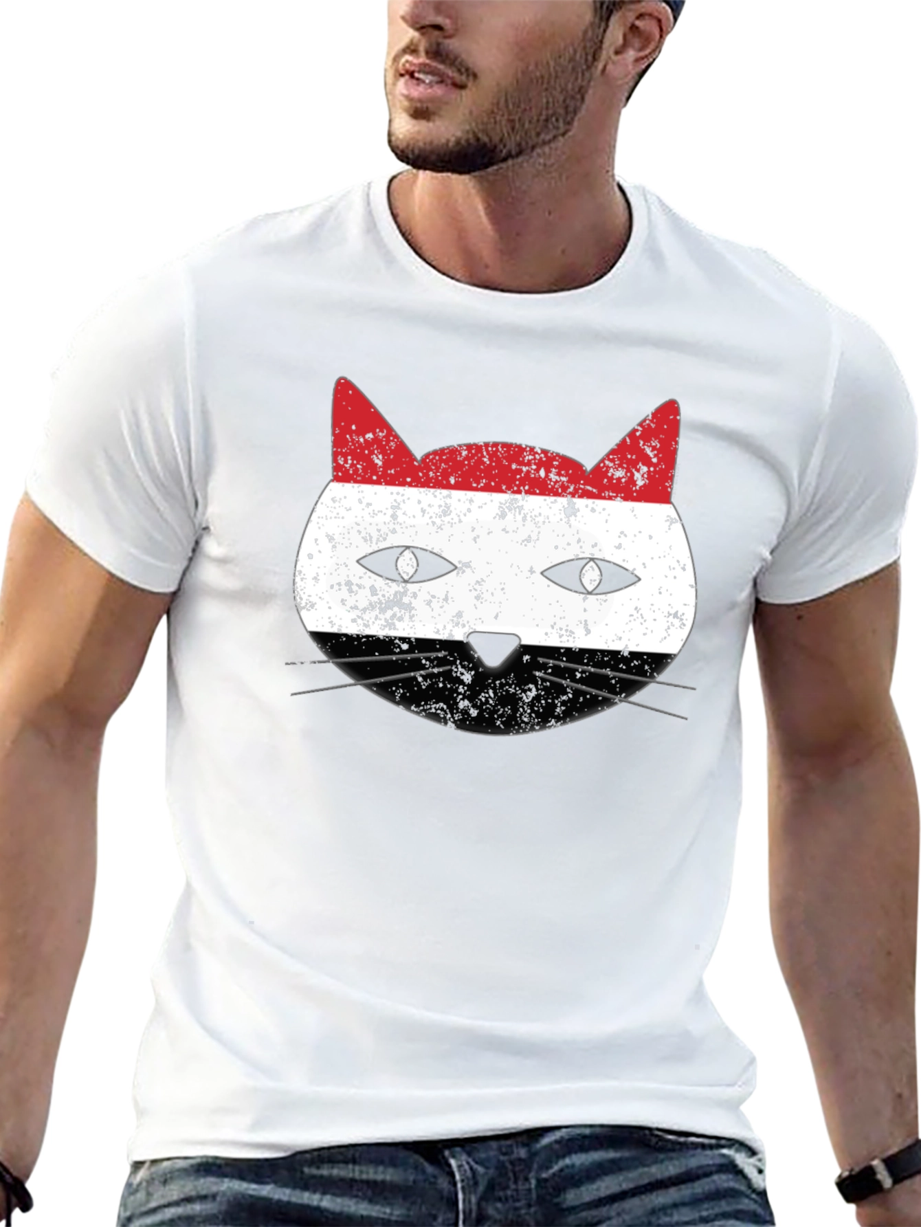 Yemen Flag Cat Graphic T-Shirt