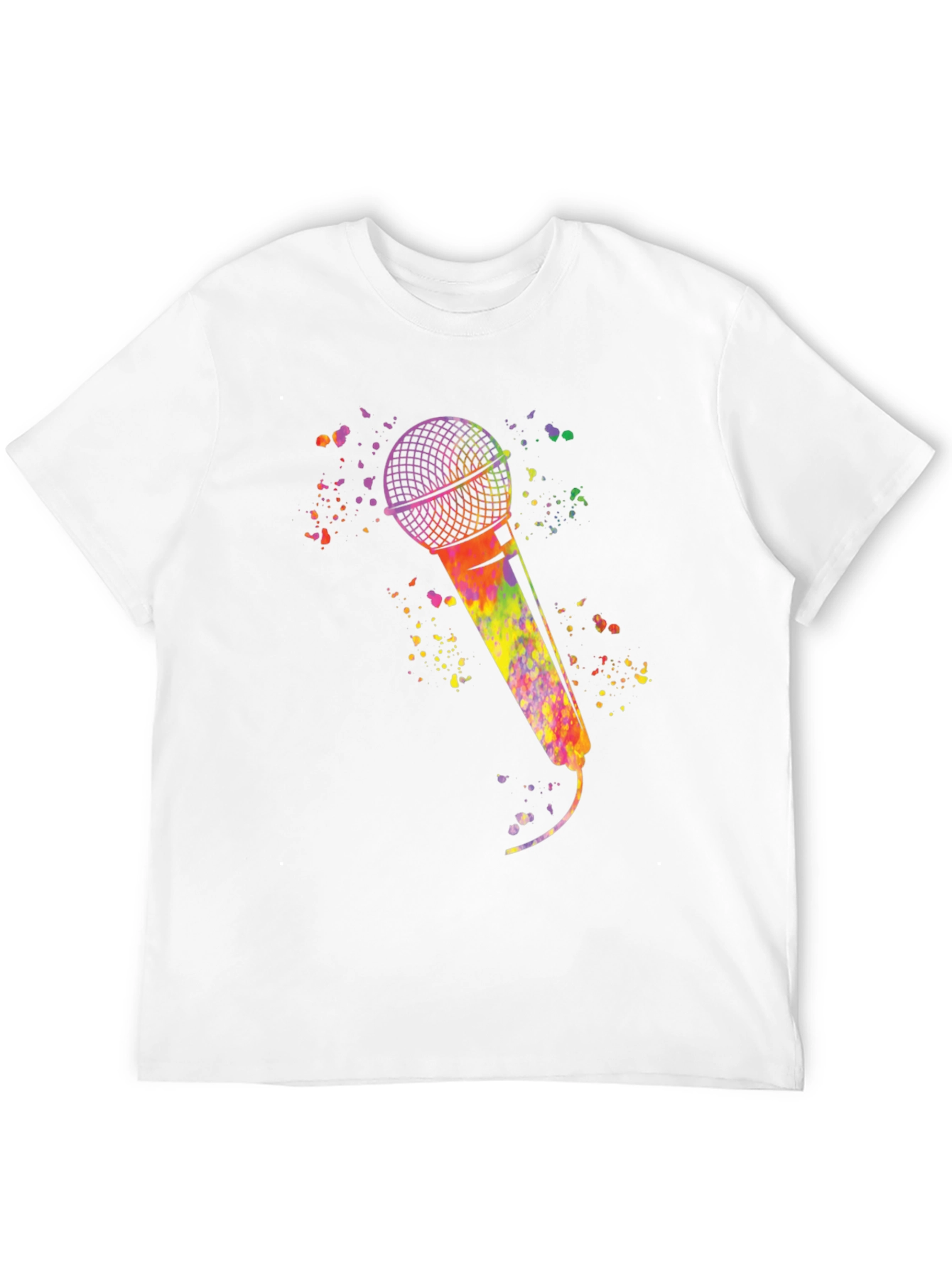 Watercolor Microphone Black T-Shirt