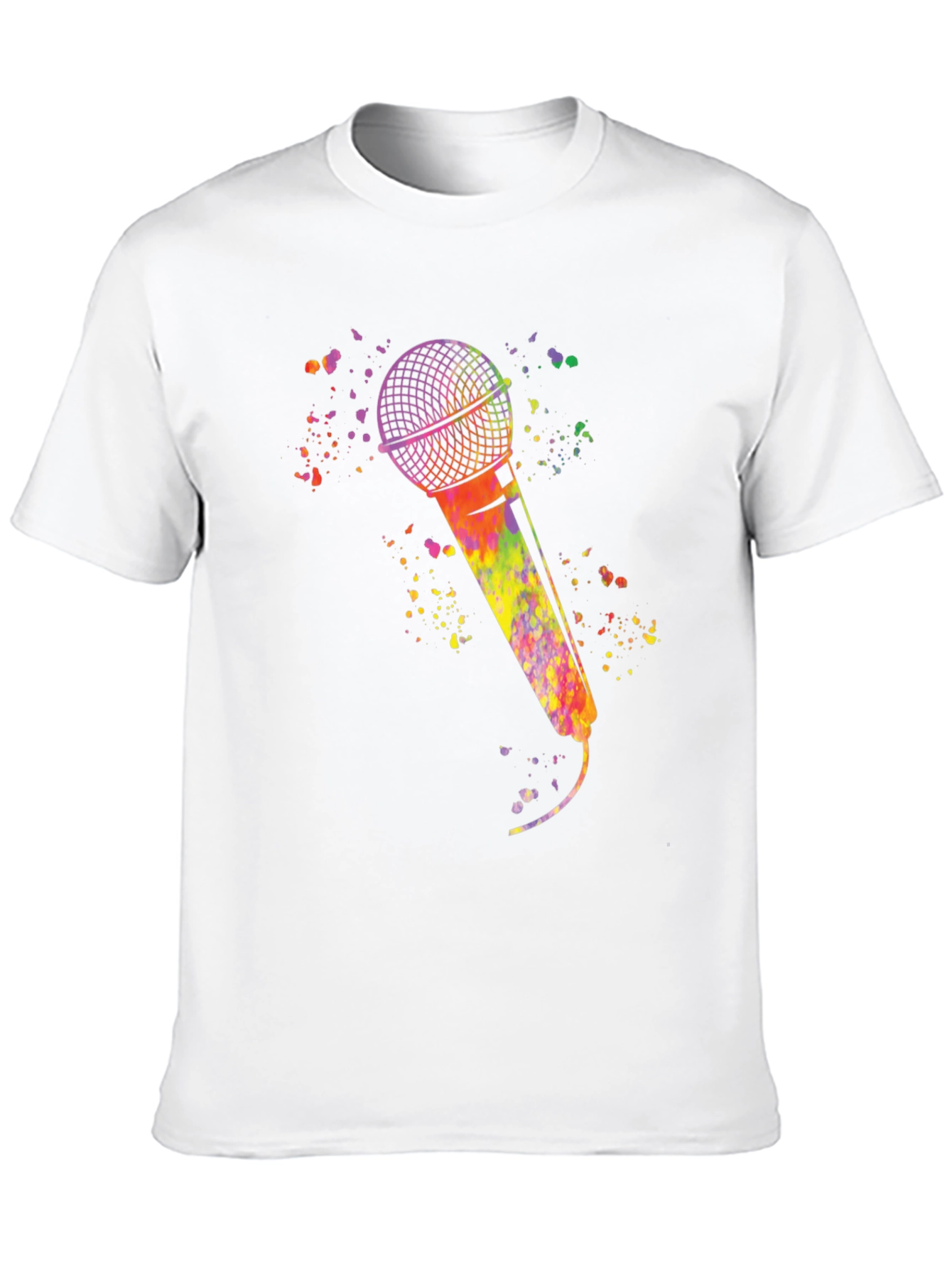 Watercolor Microphone Black T-Shirt