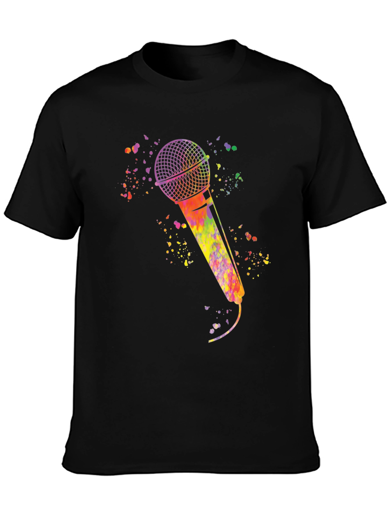 Watercolor Microphone Black T-Shirt