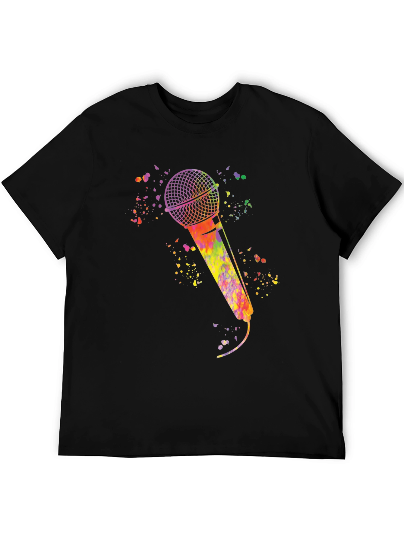 Watercolor Microphone Black T-Shirt