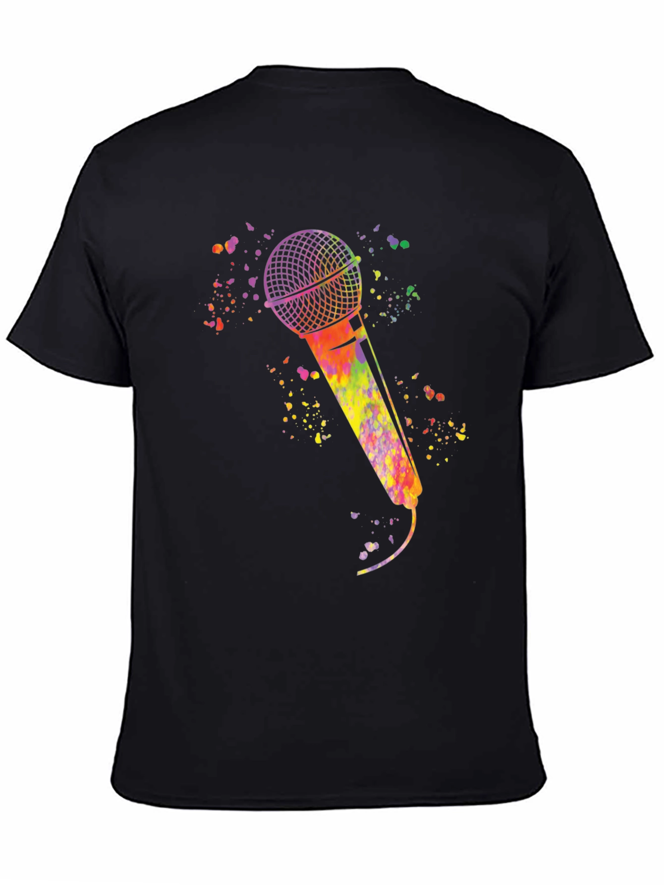 Watercolor Microphone Black T-Shirt