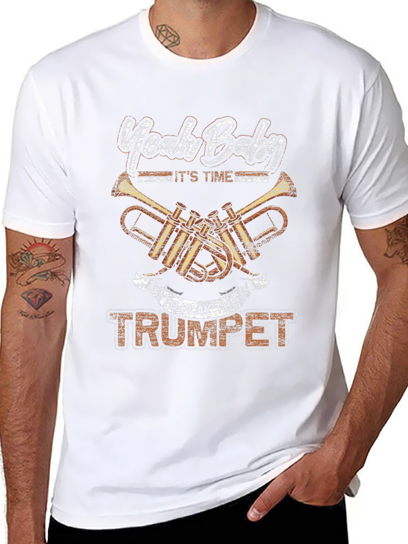 Yeah Baby Trumpet Player Black T-Shirt